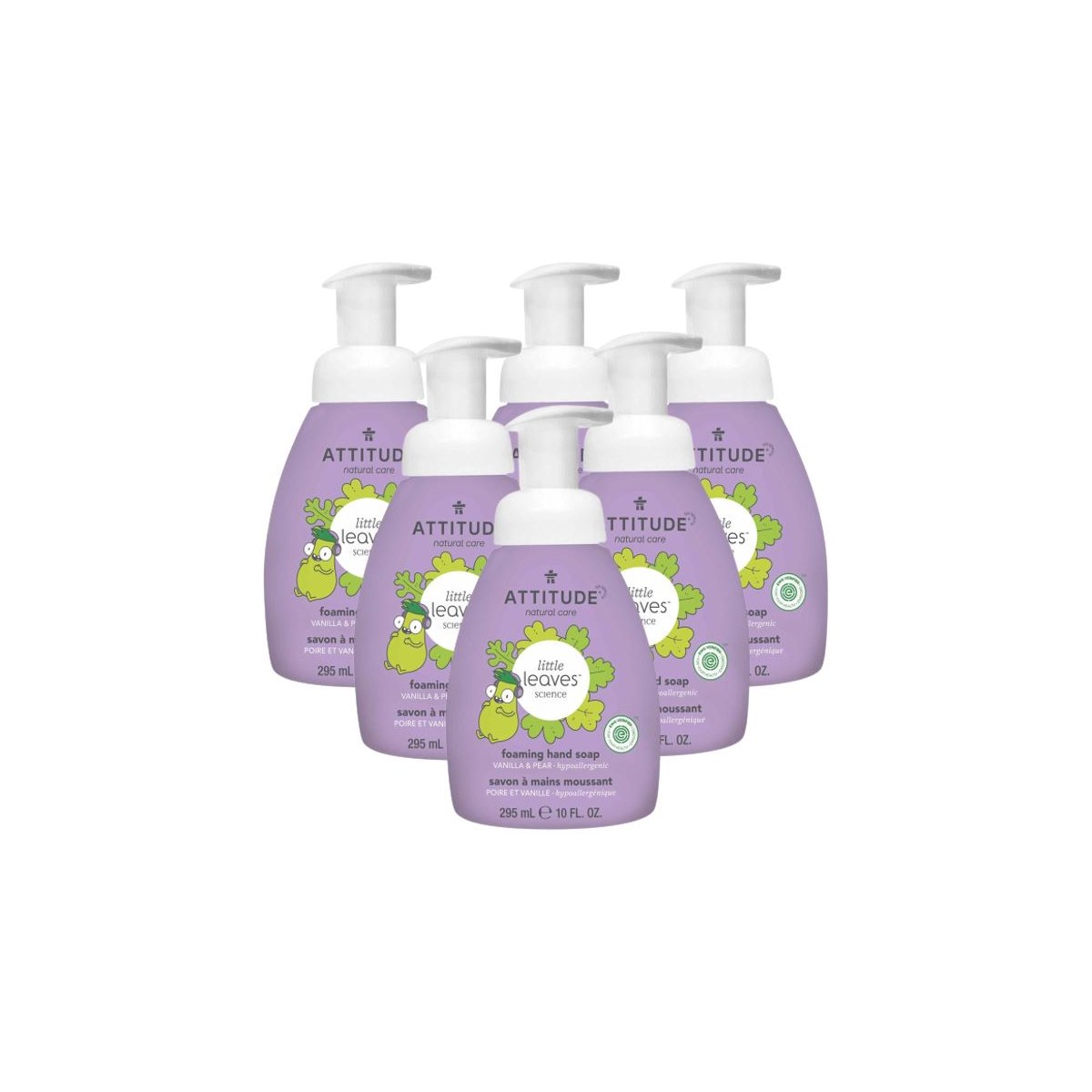 Case of 6 x Attitude Little Leaves - Foaming Hand Soap - Vanilla and Pear 295ml