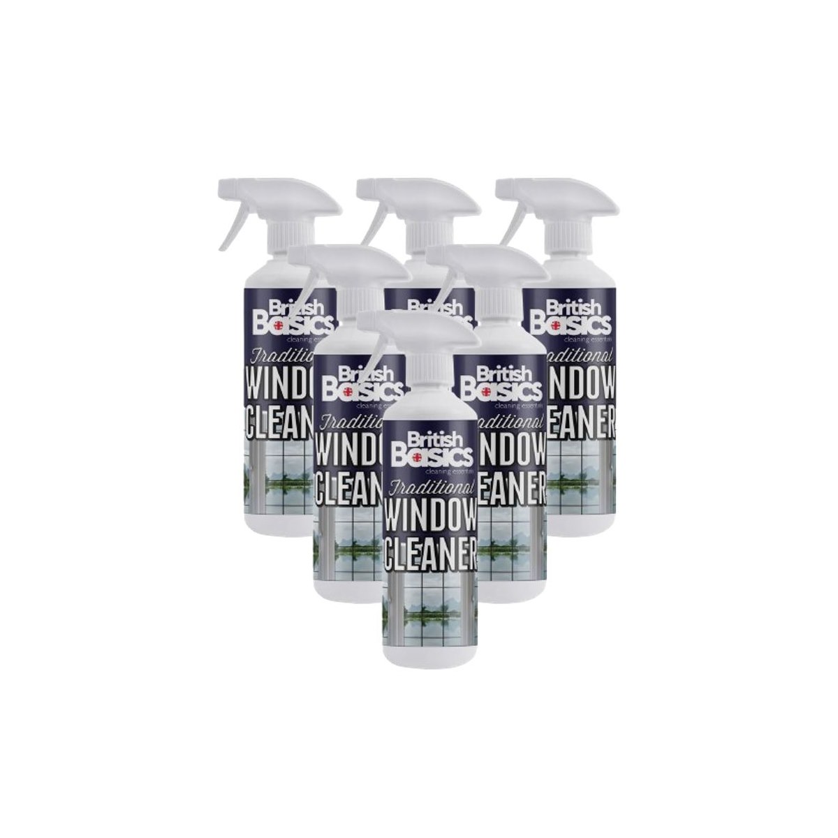 Case of 6 x British Basics Traditional Window Cleaner 500ml with FREE Lint Free Cloth