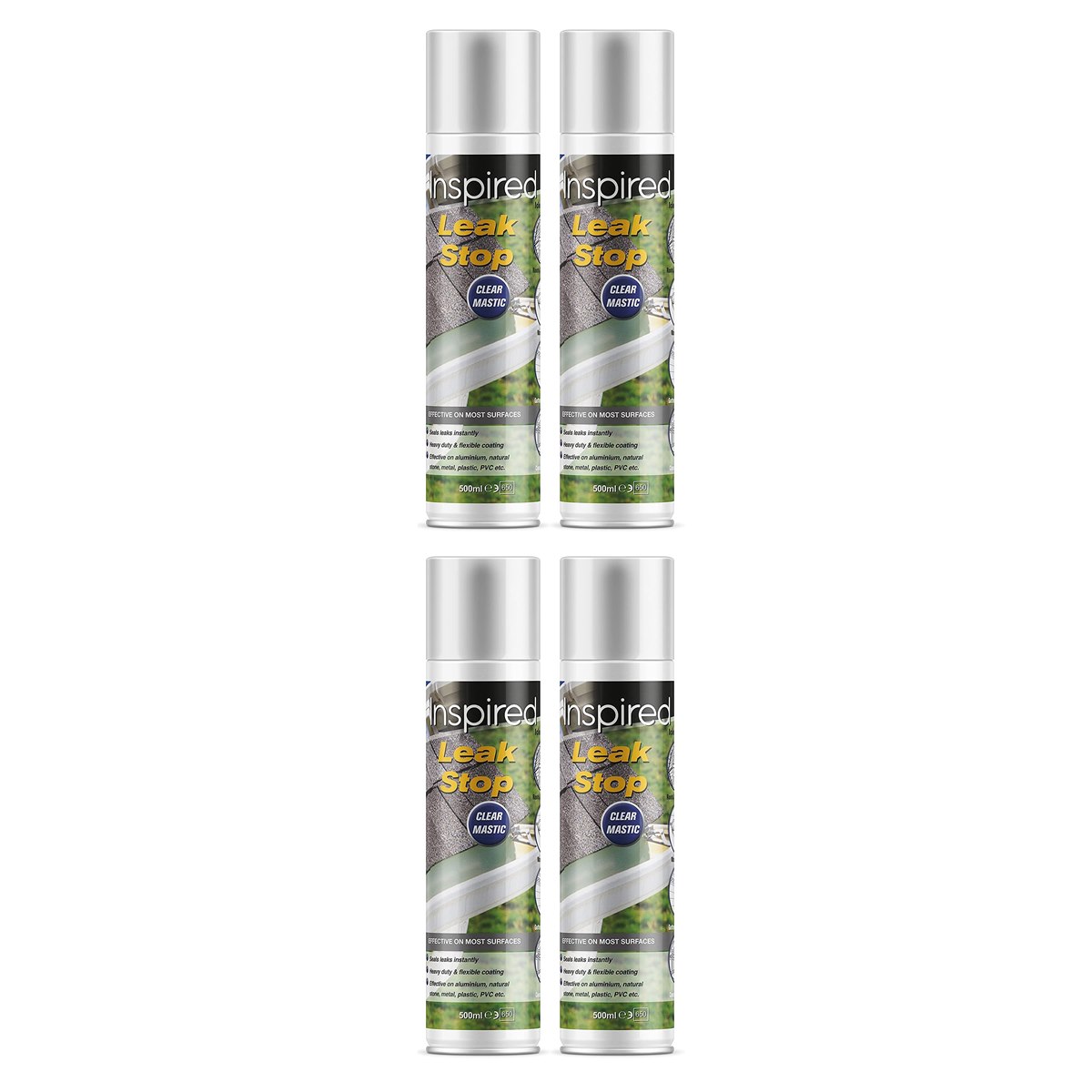 Case of 4 x Inspired Leak Stop Clear Mastic Spray 500ml