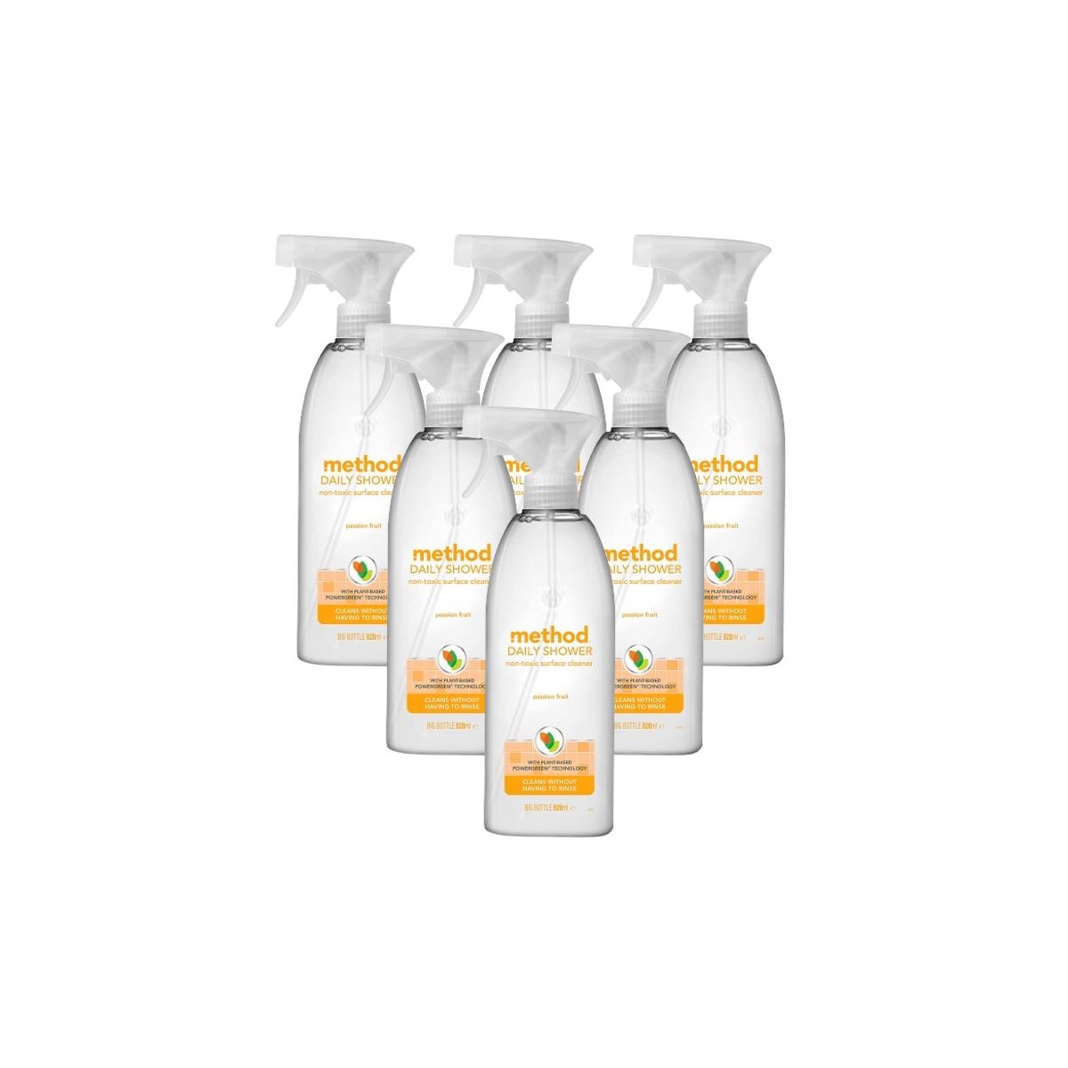 Case of 6 x Method Daily Shower Cleaner Passion Fruit 828ml