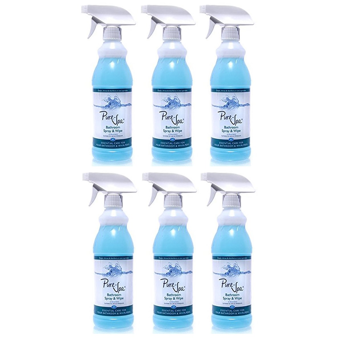 Case of 6 x Pure Spa Bathroom and Whirlpool Anti-Bacterial Spray and Wipe 500ml