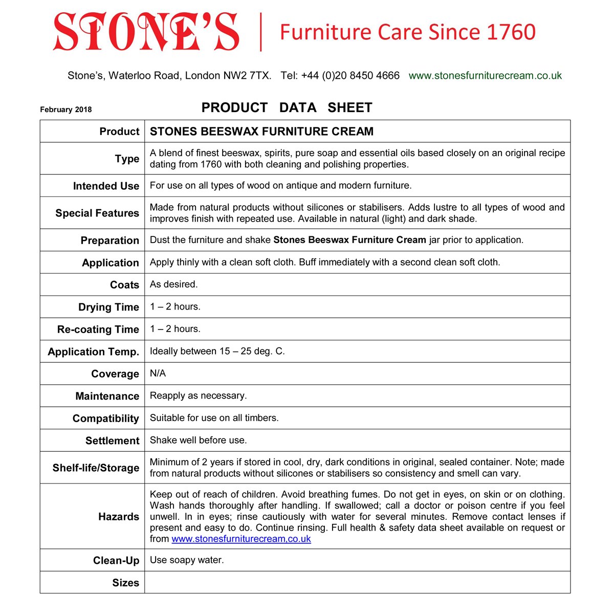 Stones Beeswax Furniture Cream Polish Usage Instructions