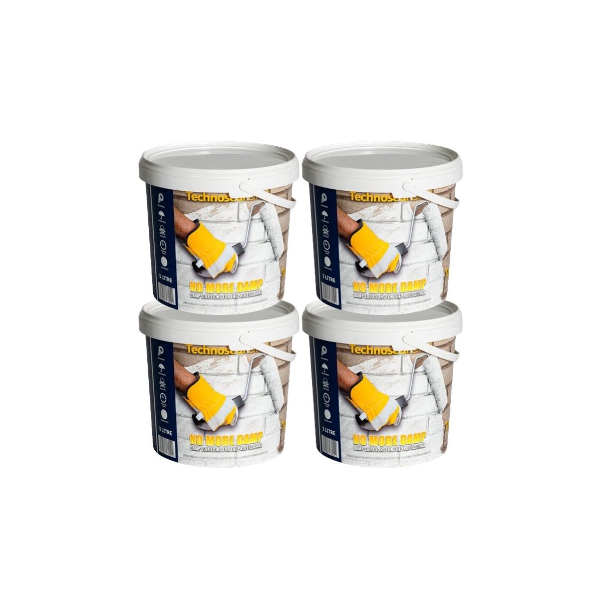 Case of 4 x Wykamol Technoseal DPM Damp Proof Paint 5 Litre White