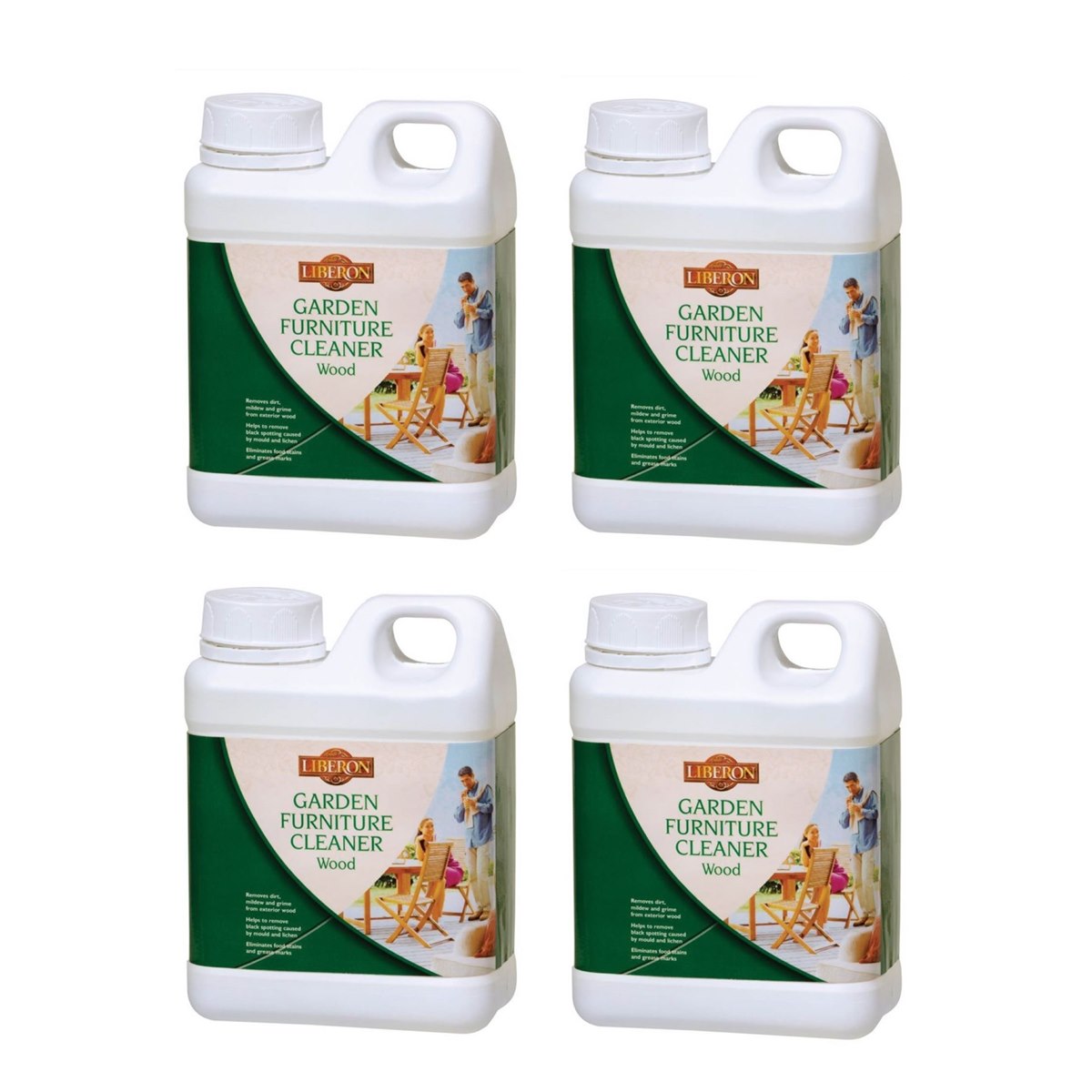 Case of 4 x Liberon Garden Furniture Cleaner for Wood 1 Litre