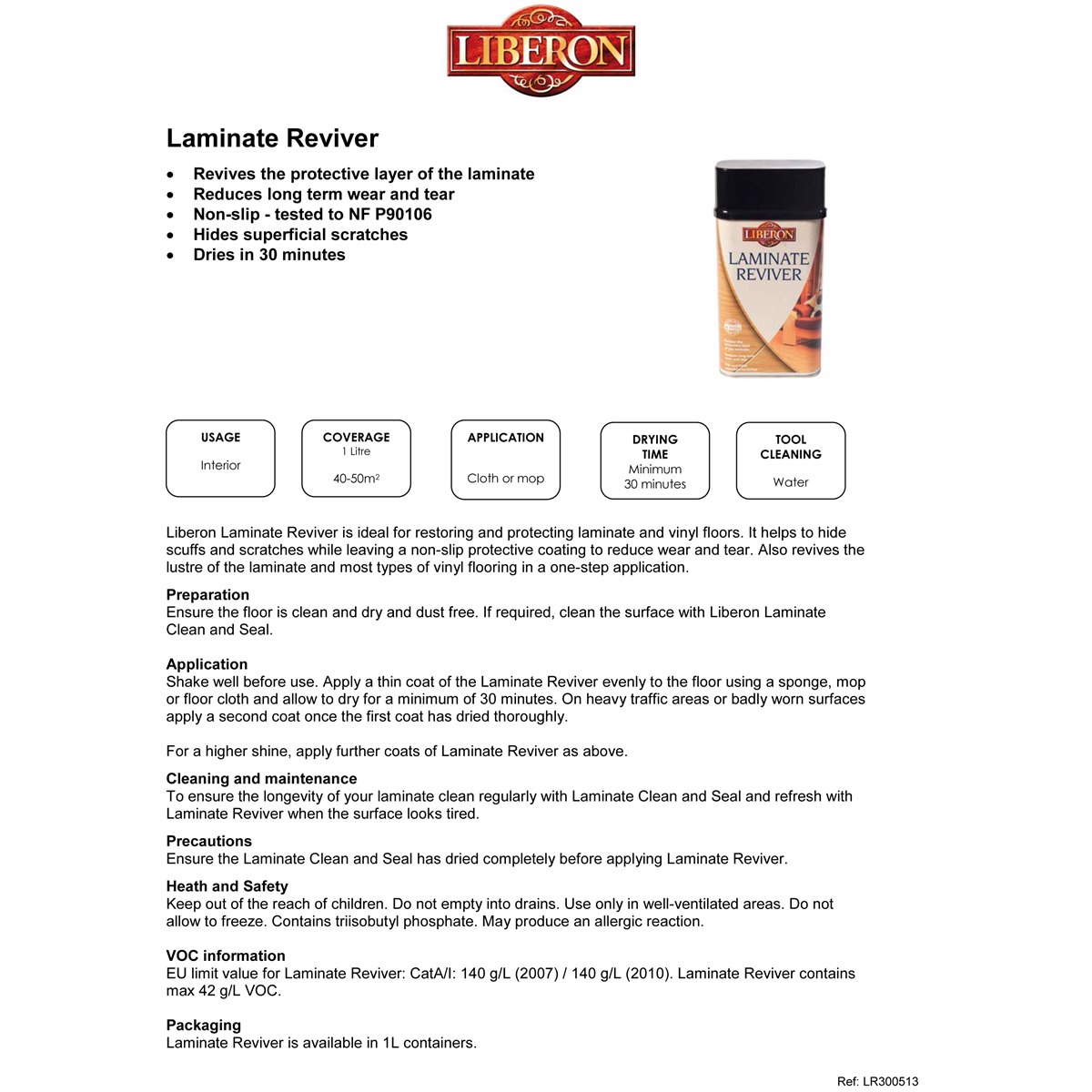 Liberon Laminate Reviver Usage Instructions
