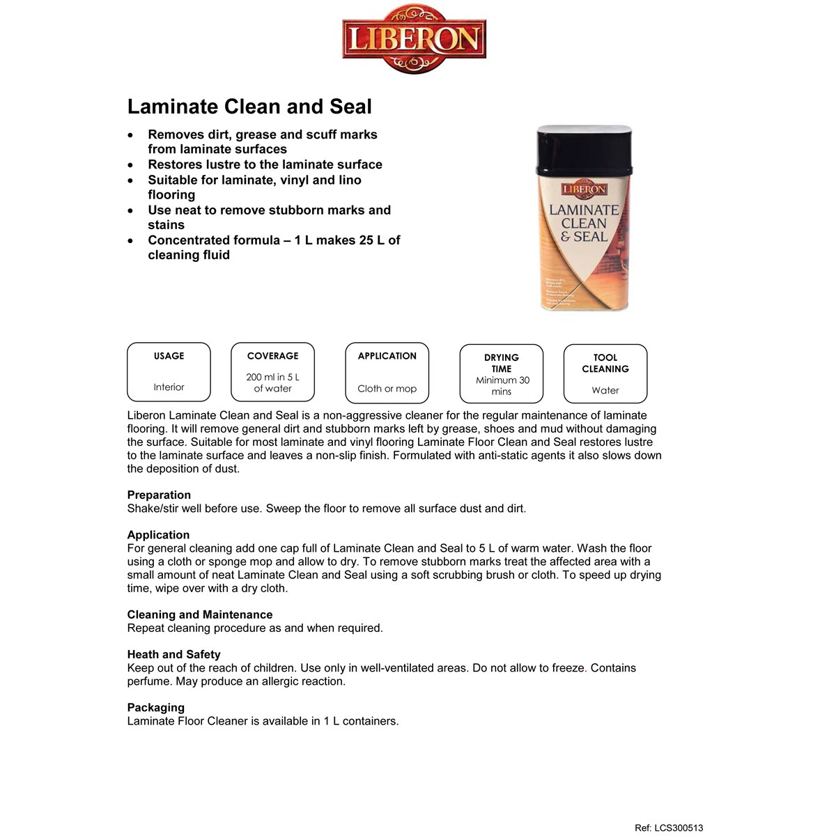 Liberon Laminate Floor Clean and Seal Usage Instructions