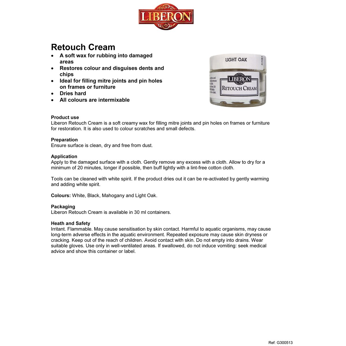 Liberon Retouch Cream Usage Instructions