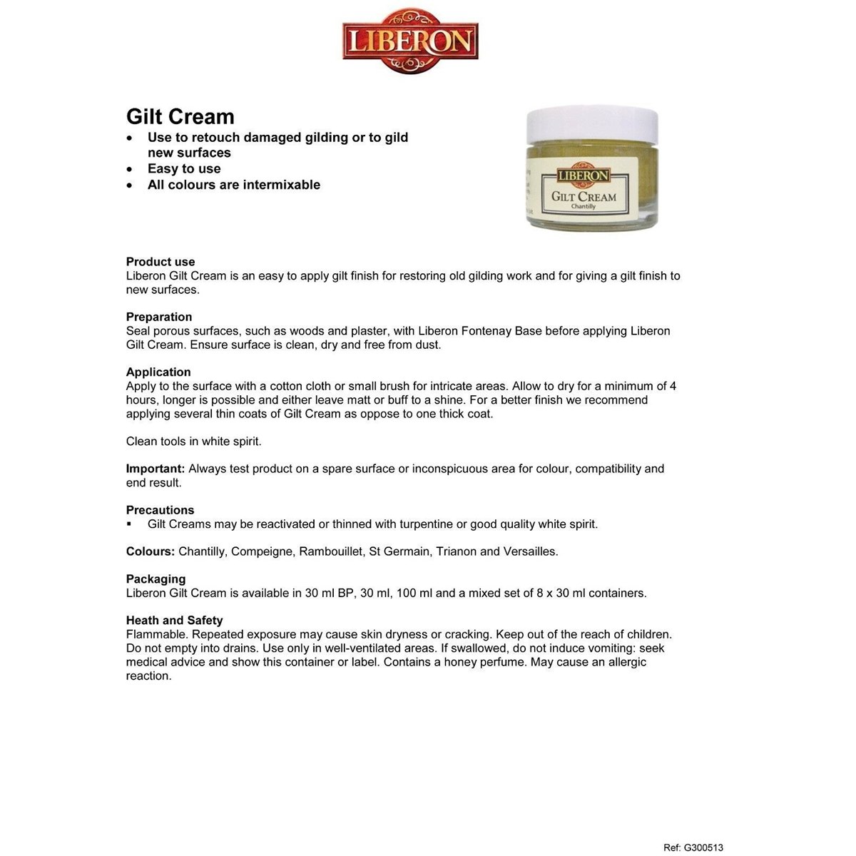 Liberon Gilt Cream Usage Instructions