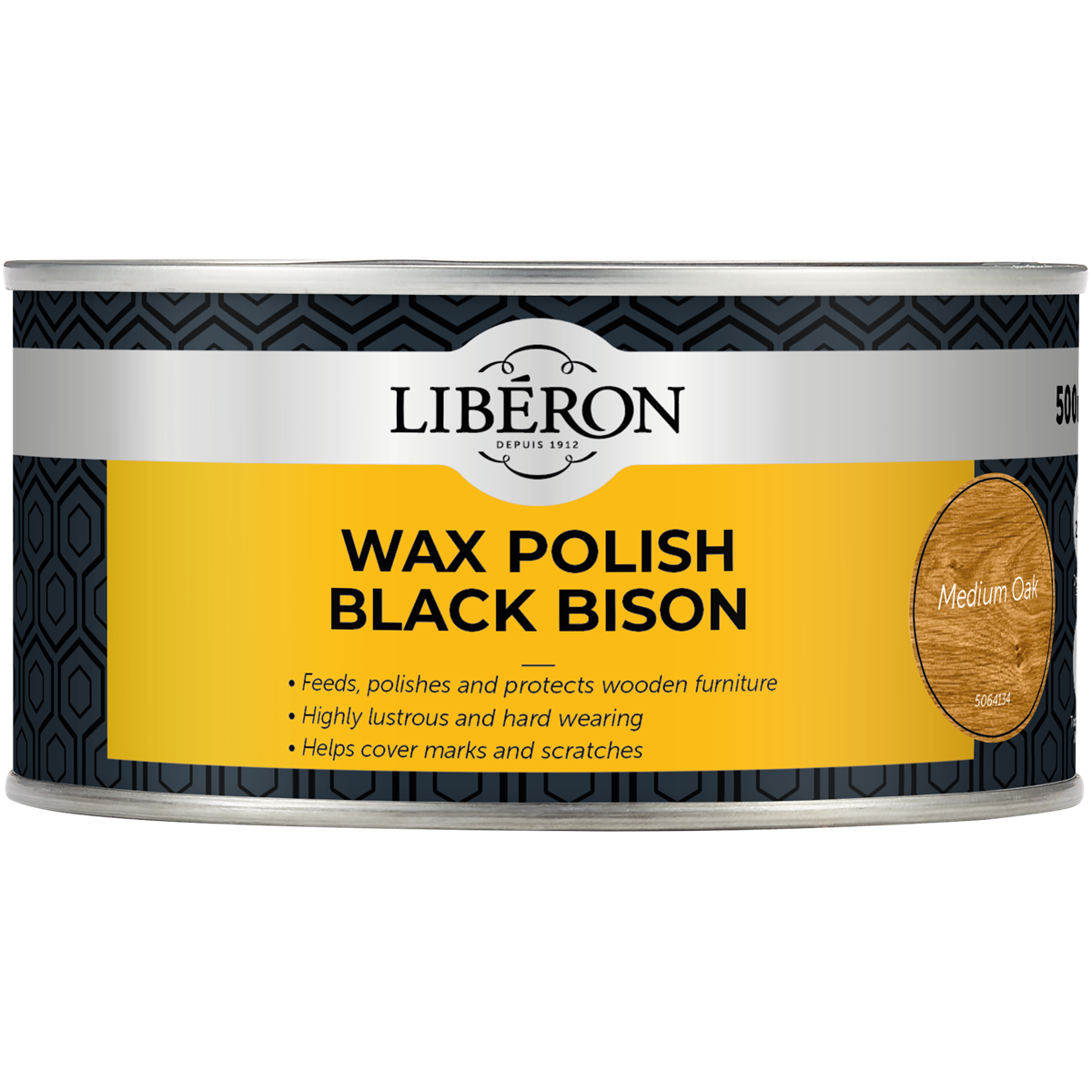 Liberon Black Bison Paste Wax Medium Oak 500ml