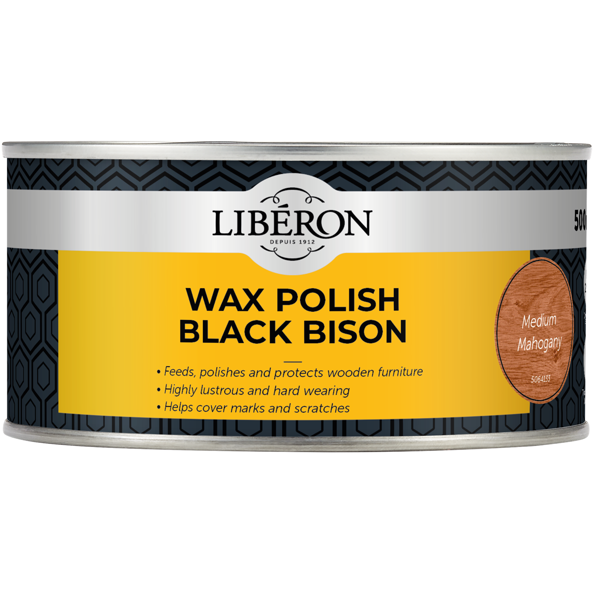 Liberon Black Bison Paste Wax Medium Mahogany 500ml