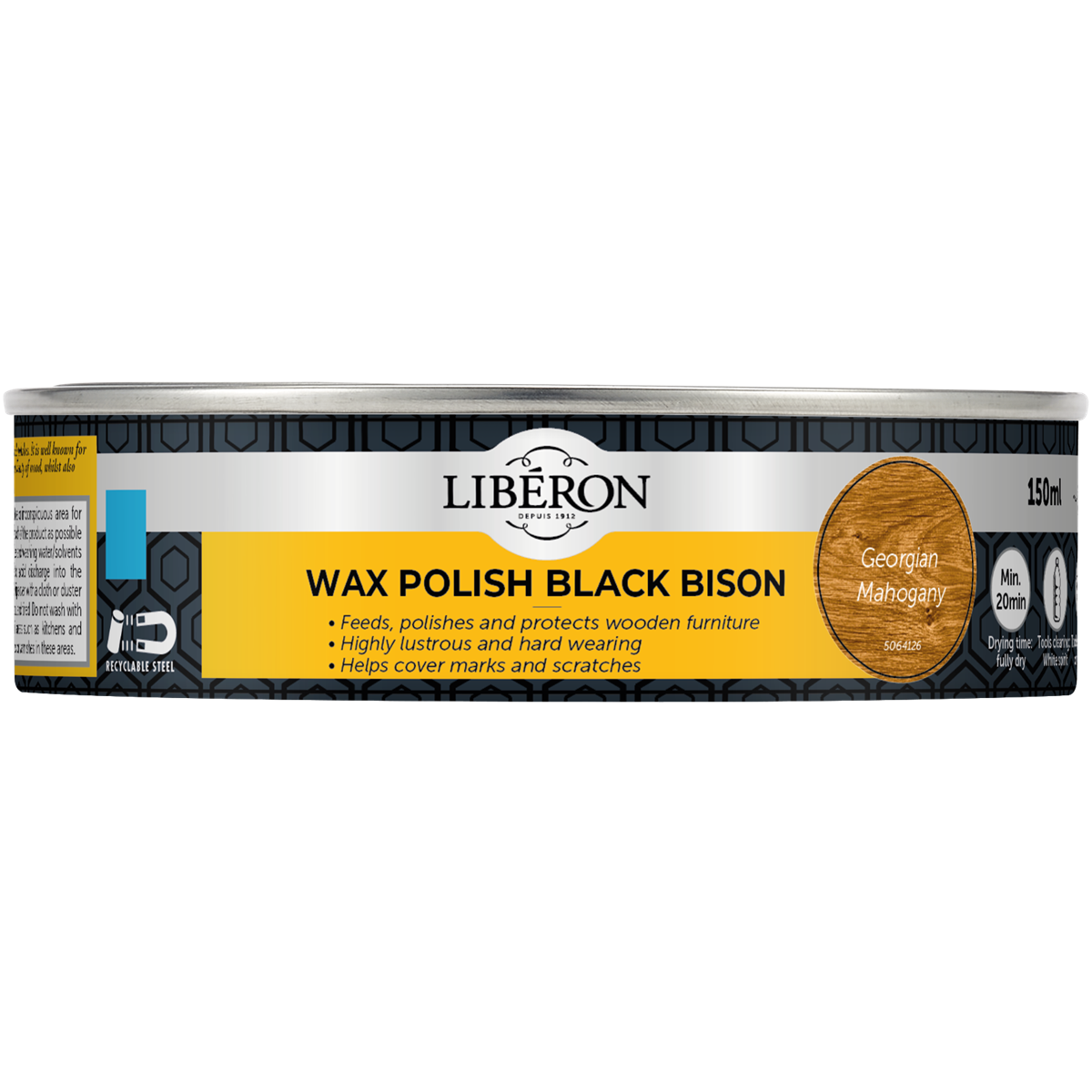 Liberon Black Bison Paste Wax Georgian Mahogany 150ml