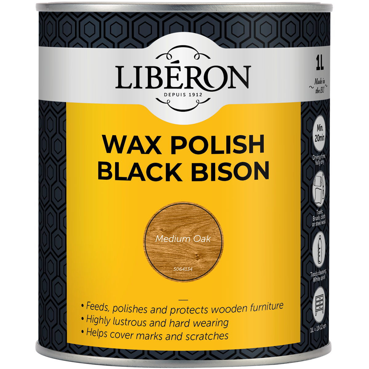 Liberon Black Bison Paste Wax Medium Oak 1 Litre