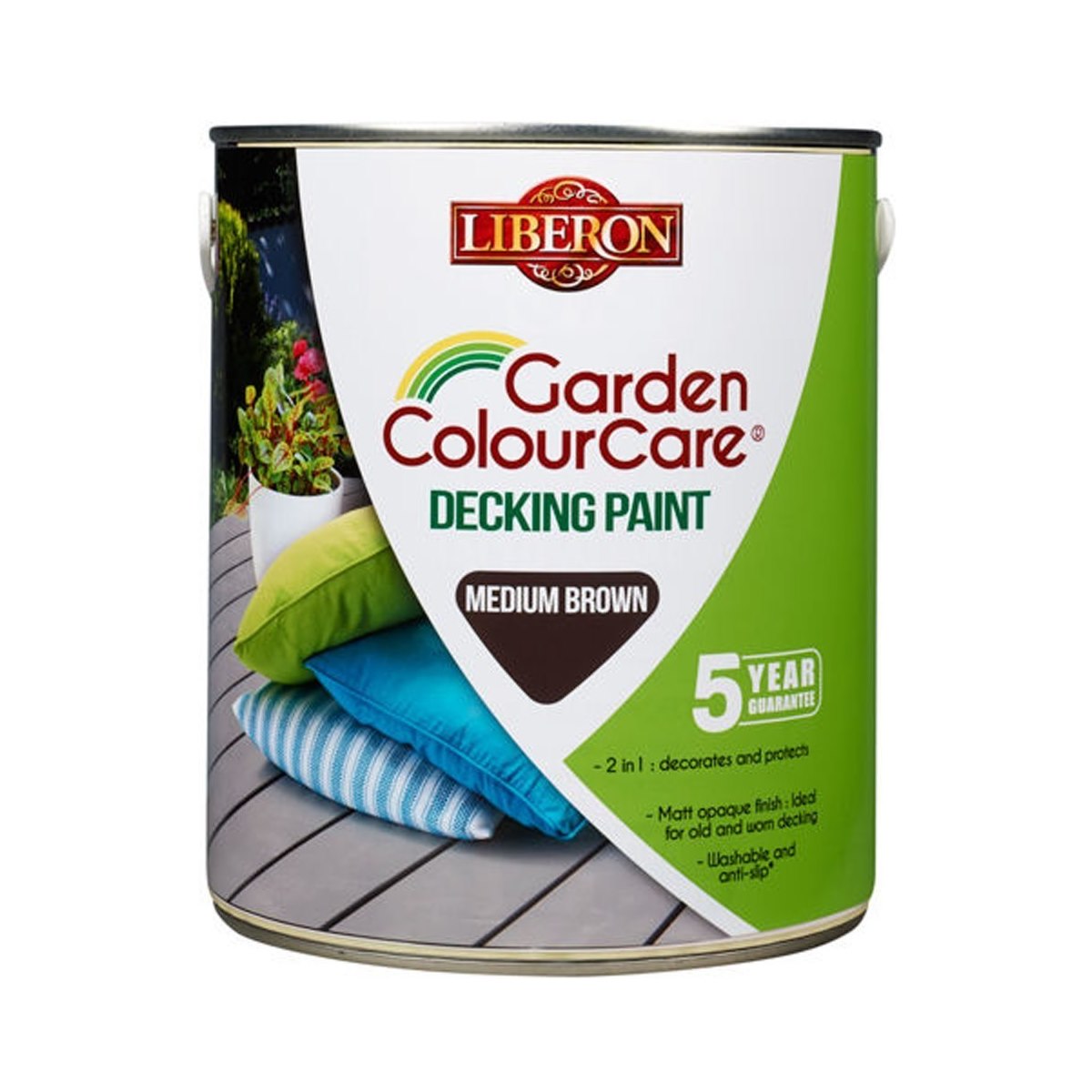 Liberon Garden Colour Care Decking Paint Medium Brown 2.5 Litre