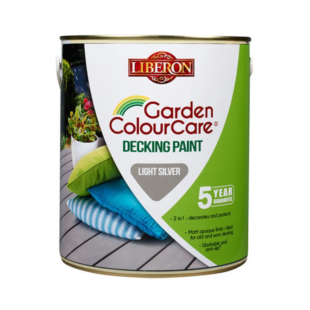 Liberon Garden ColourCare Decking Paint Light Silver 2.5 Litre