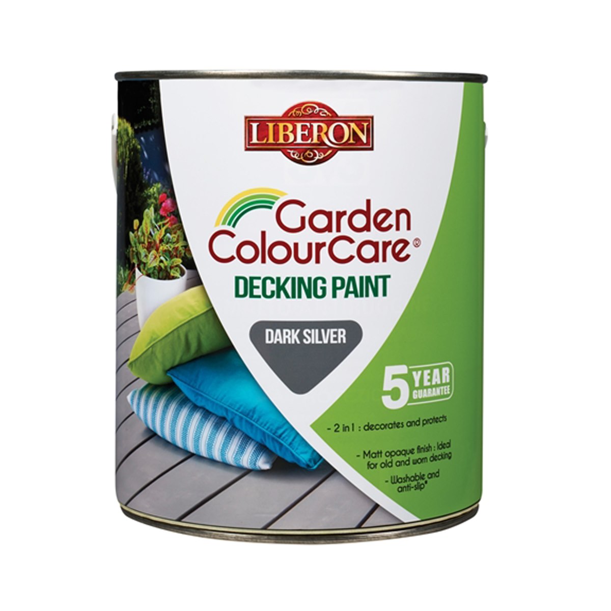 Liberon Garden ColourCare Decking Paint Dark Silver 2.5 Litre