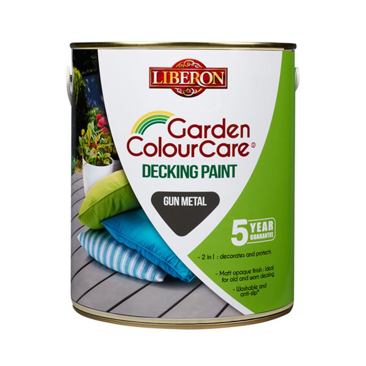 Liberon Garden ColourCare Decking Paint Gun Metal 2.5 Litre