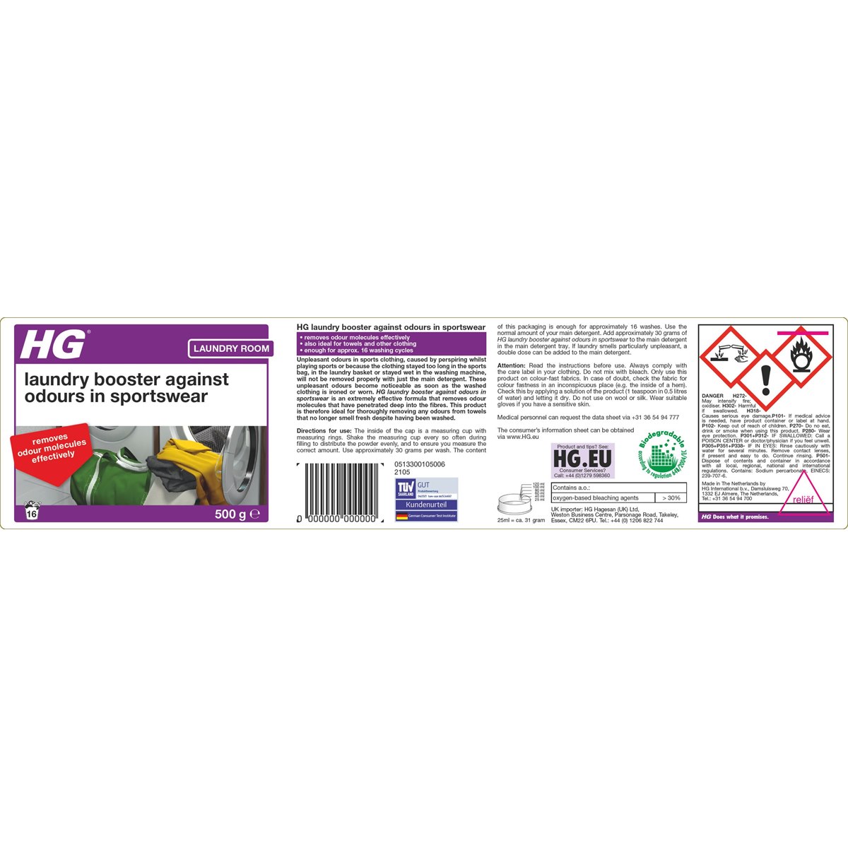 HG Laundry Booster Against Odours in Sportswear Instructions
