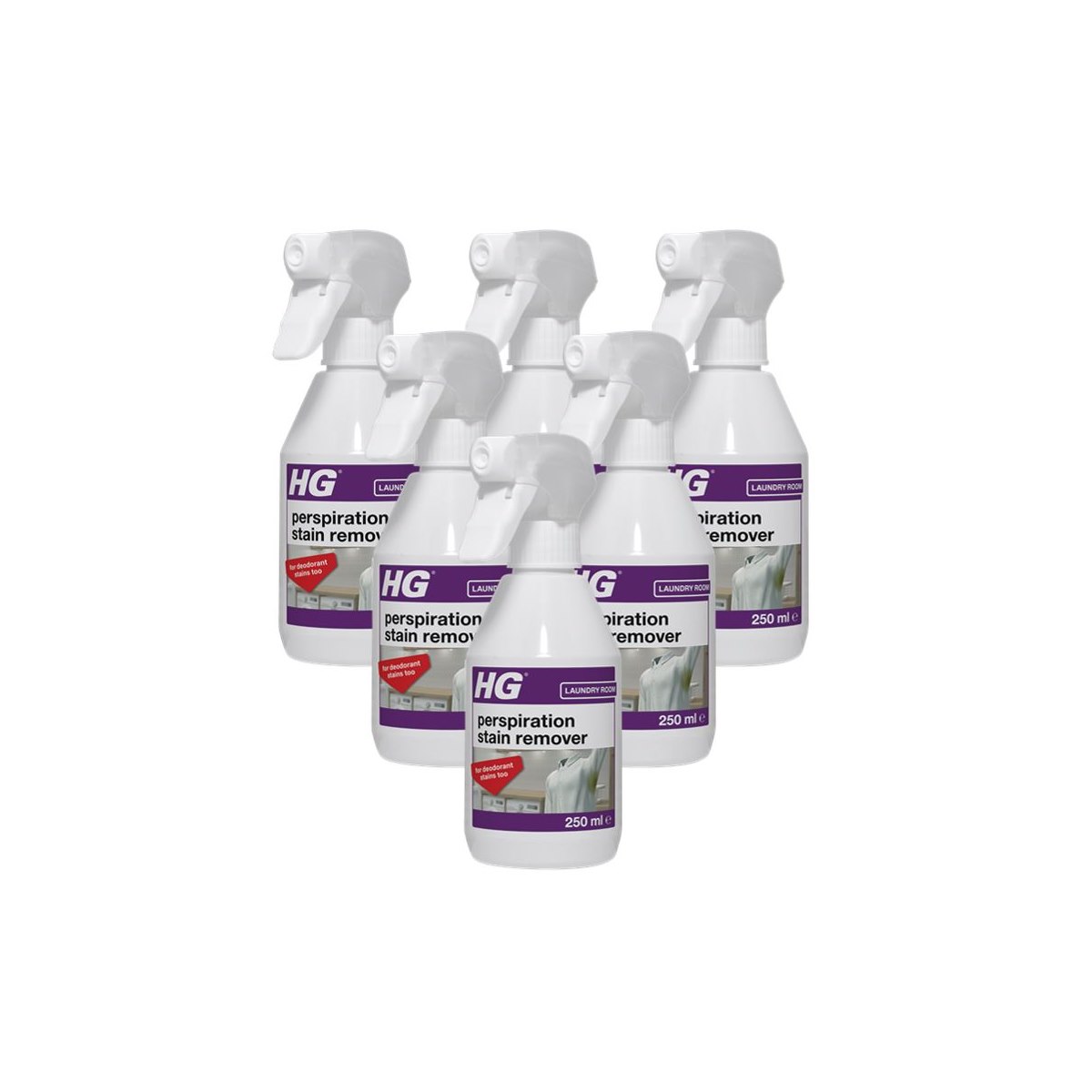 Case of 6 x HG Perspiration and Deodorant Stain Remover Spray 250ml