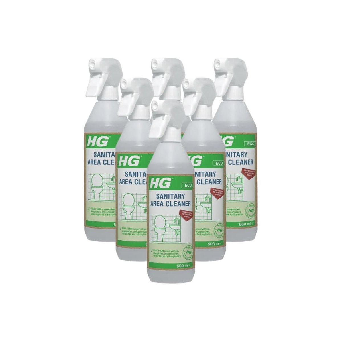Case of 6 x HG Eco Sanitary Area Cleaner Spray 500ml