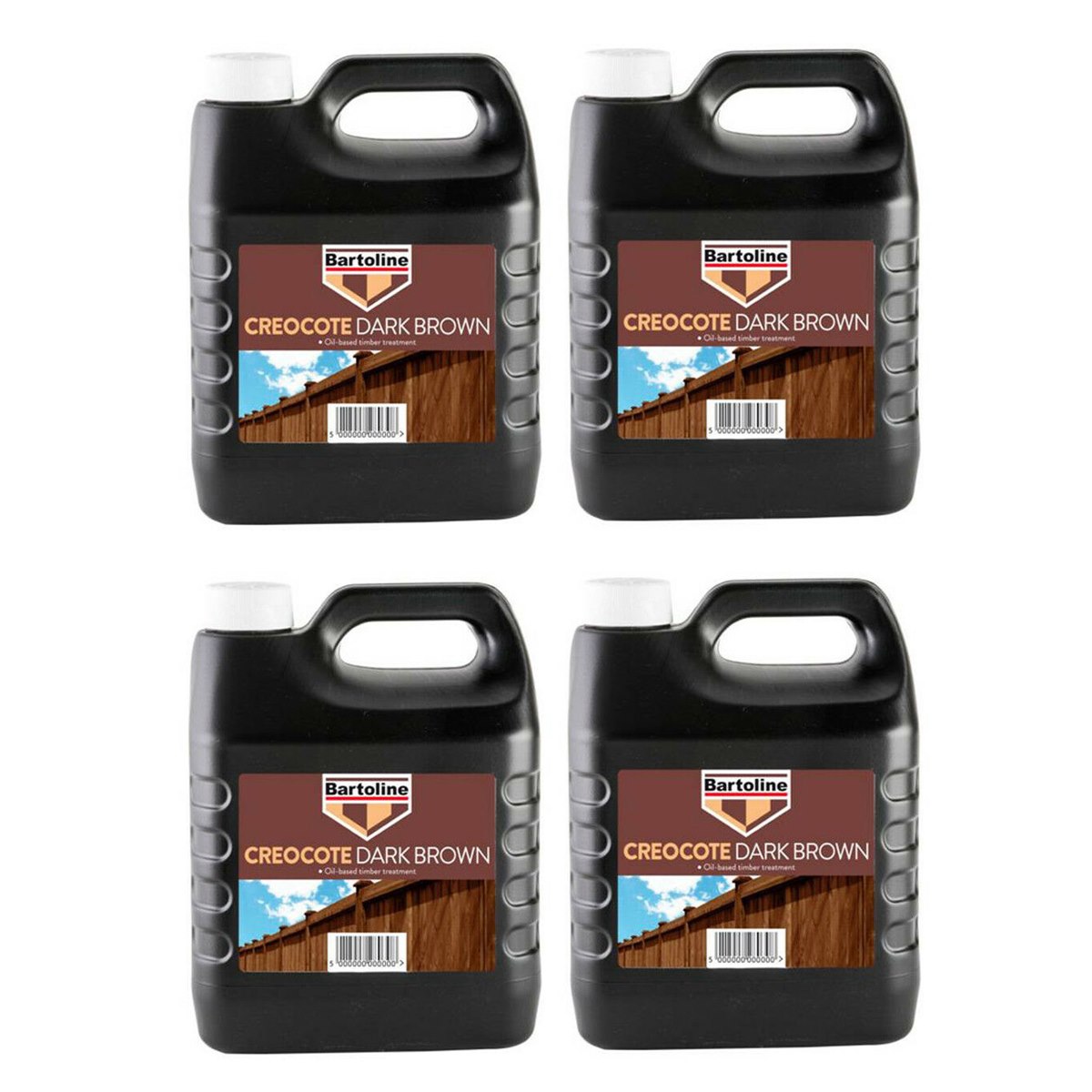 Case of 4 x Bartoline Creocote Oil Based Timber Treatment Dark Brown 4 Litre