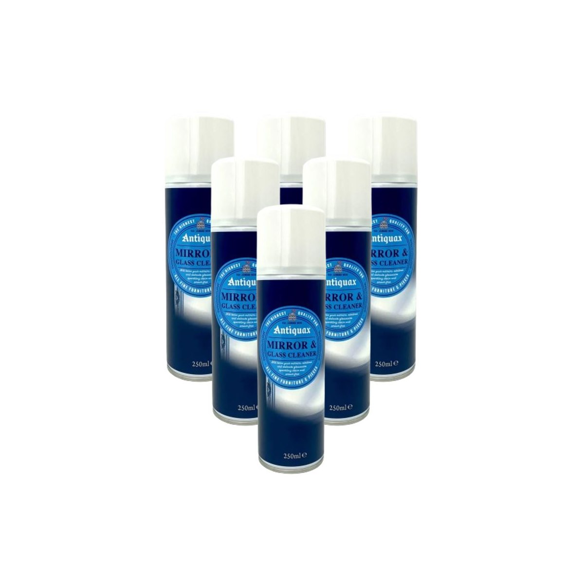 Case of 6 x Antiquax Mirror and Glass Cleaner 250ml Aerosol