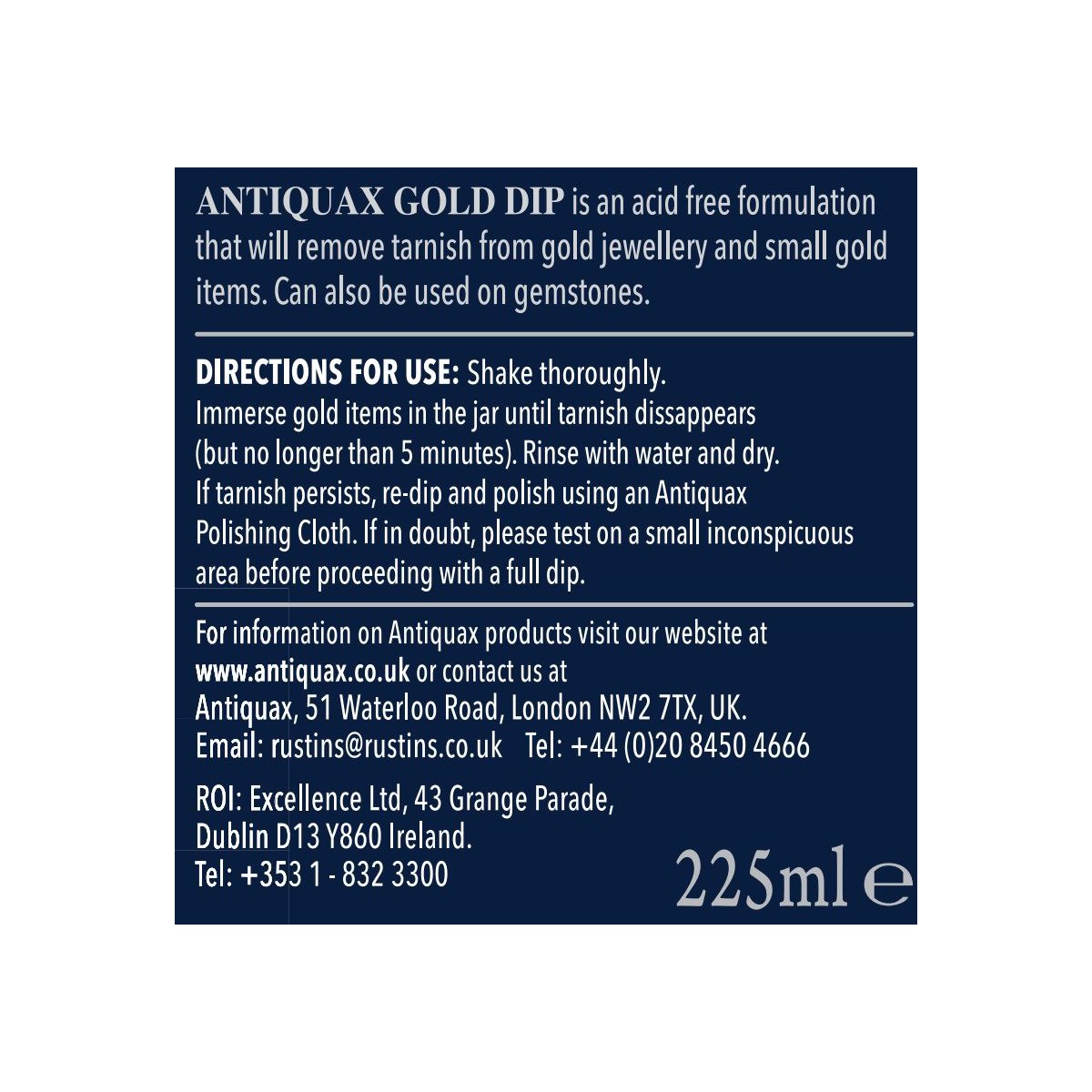 Where  to use Antiquax Gold Dip Cleaner 225ml