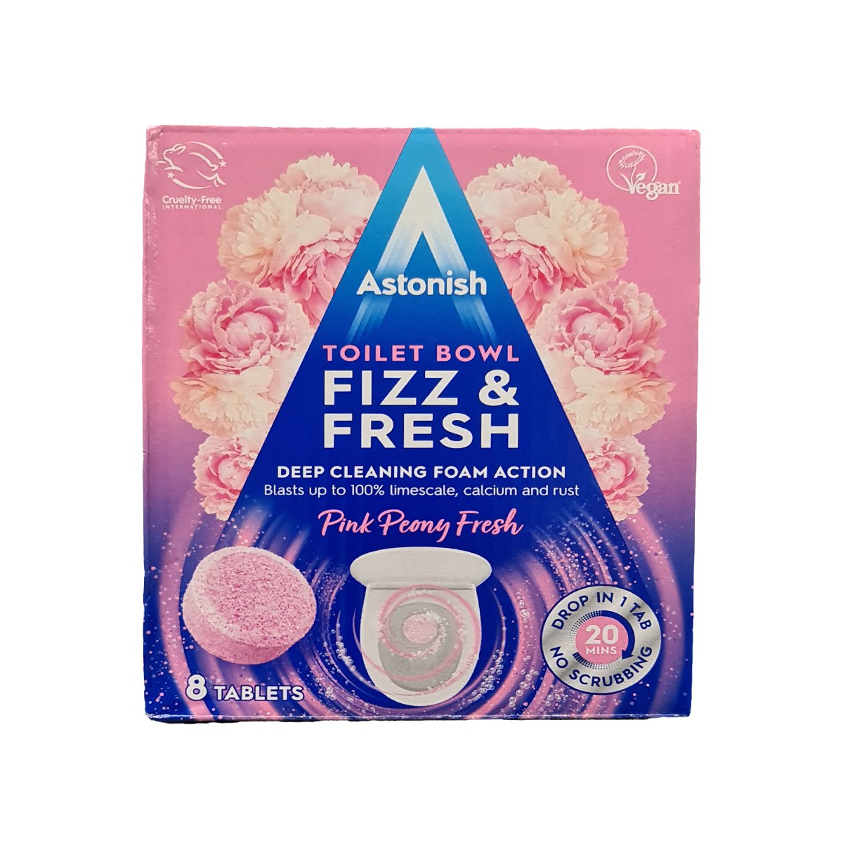 Astonish Toilet Bowl Fizz and Fresh Pink Peony Fresh Cleaning Tabs 200g