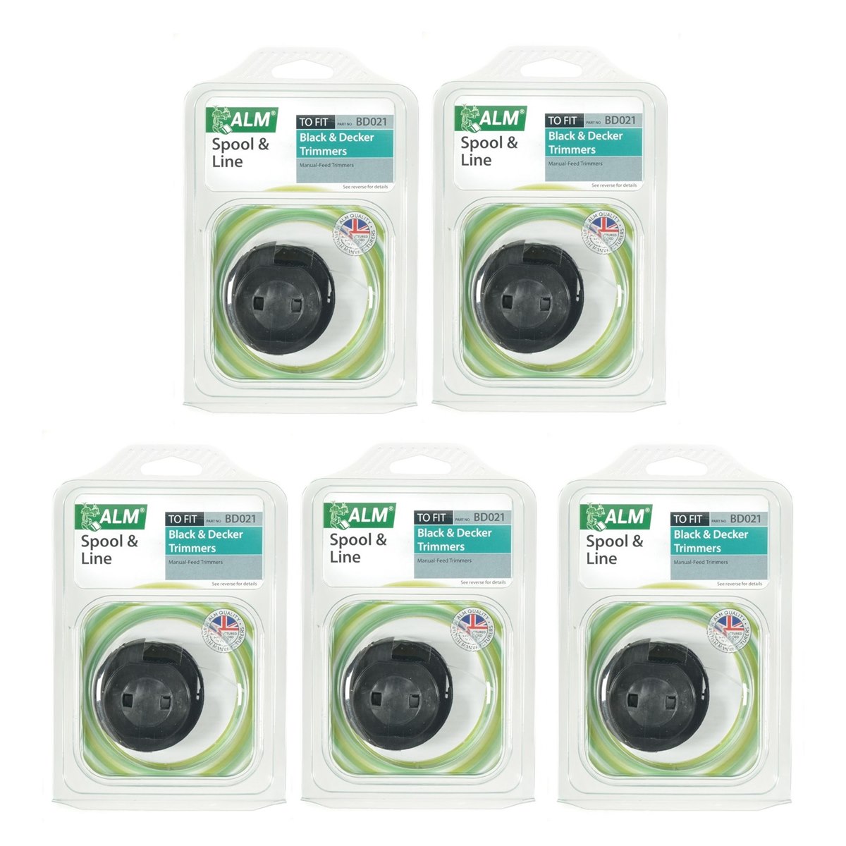 Case of 5 x ALM BD021 Spool and Line for Black and Decker Manual Feed Trimmers