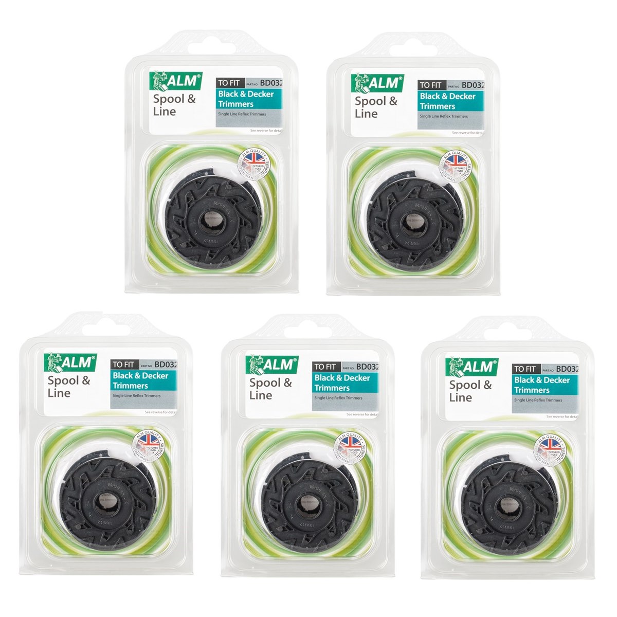 Case of 5 x ALM BD032 Spool and Line for Black and Decker Reflex Strimmers (Single Line)