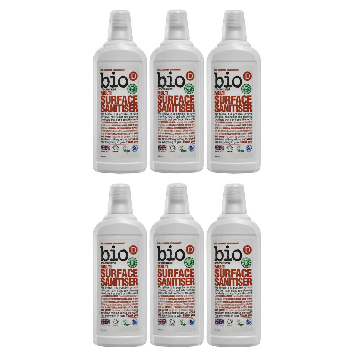 Case of 6 x Bio-D Concentrated Multi Surface Sanitiser 750ml