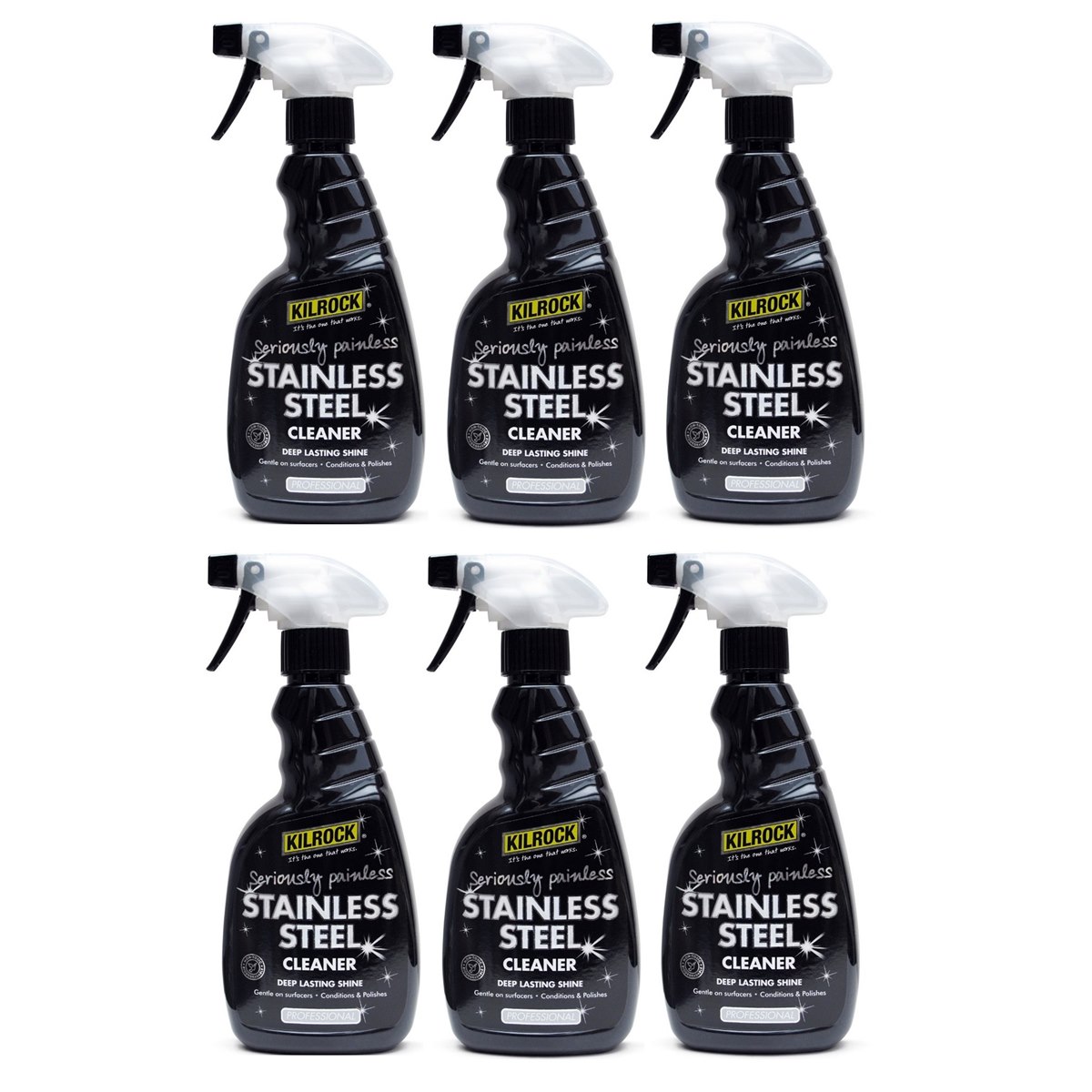 Case of 6 x Kilrock Stainless Steel Cleaner Spray 500ml