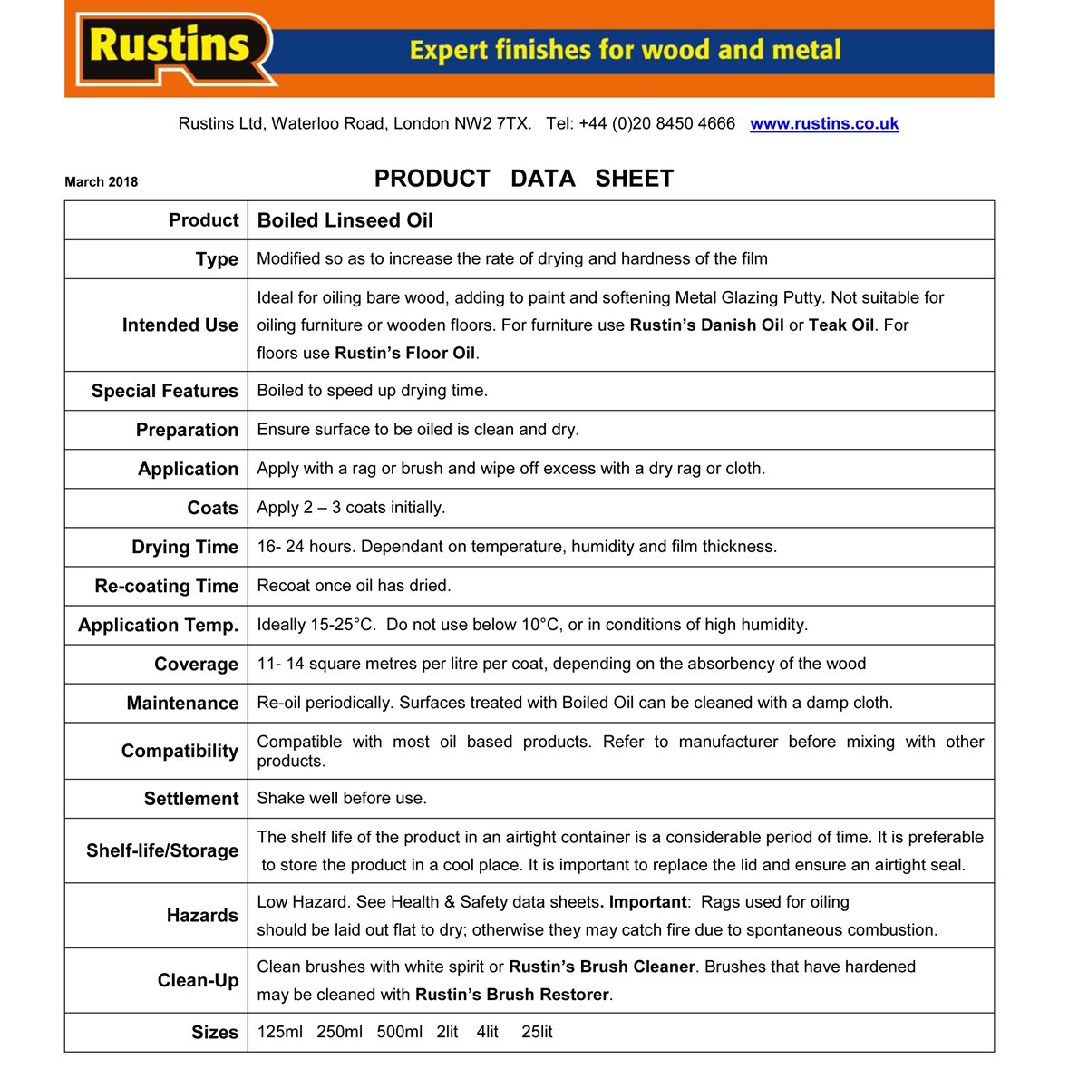 Rustins Boiled Linseed usage instructions