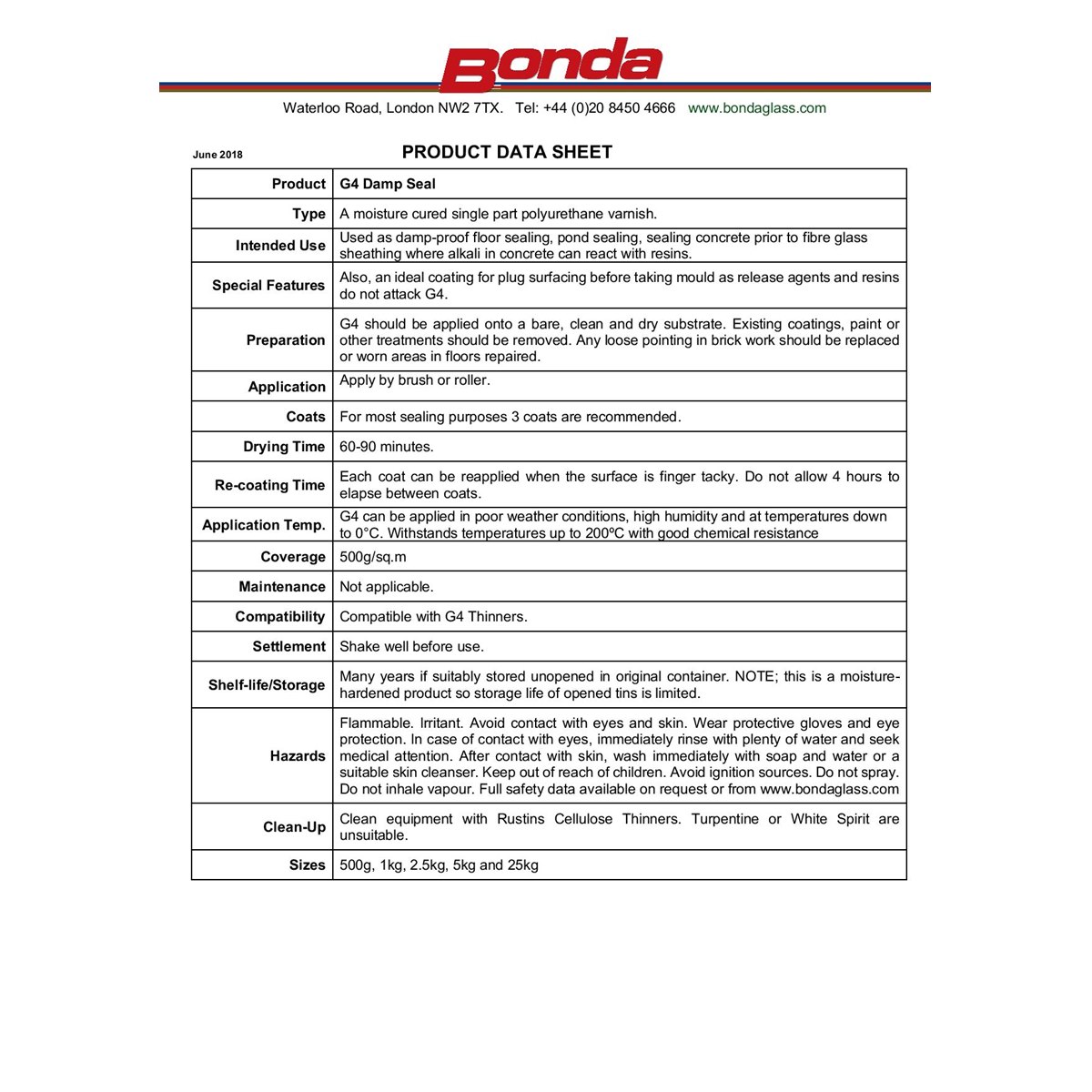 Bonda G4 Damp Seal Usage Instructions