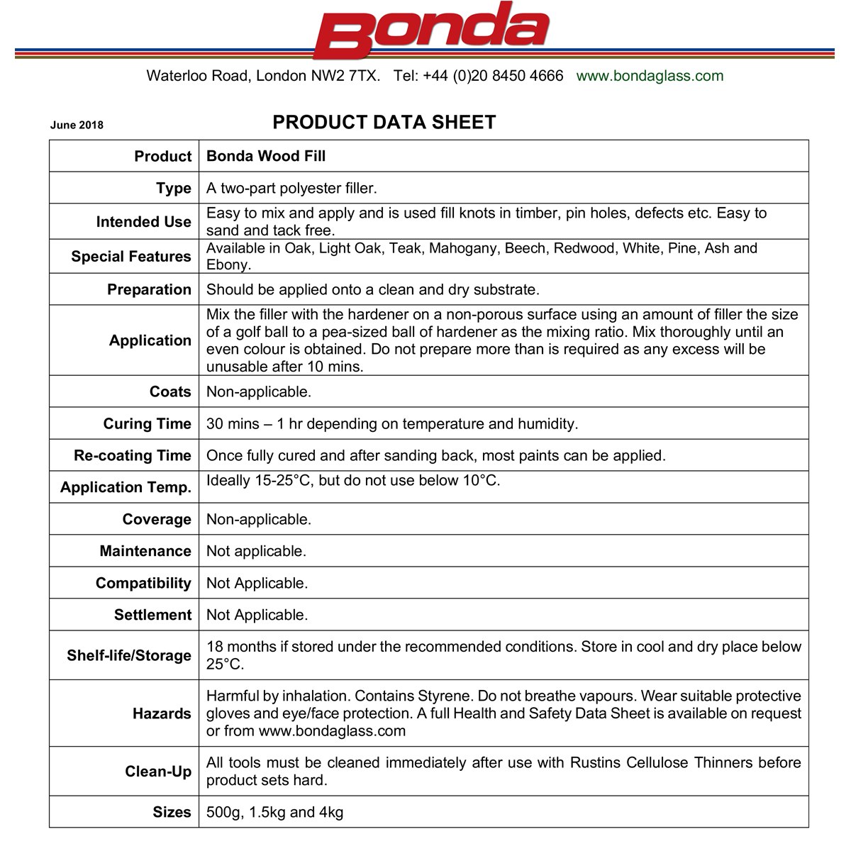Bonda WoodFill Usage Instructions