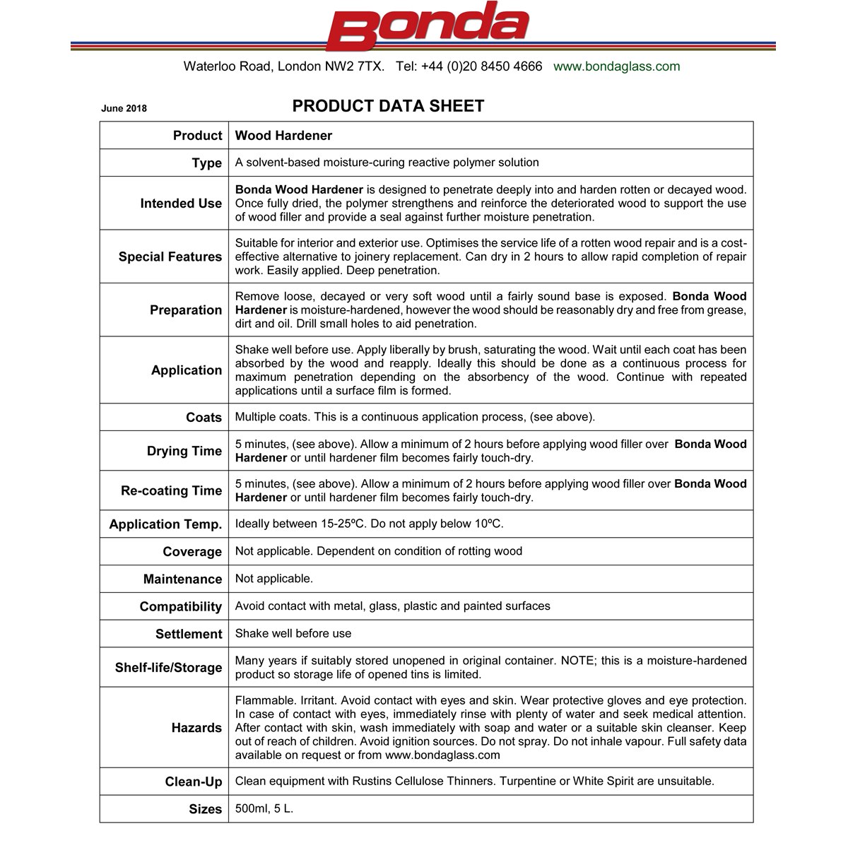 Bonda Wood Hardener Usage Instructions