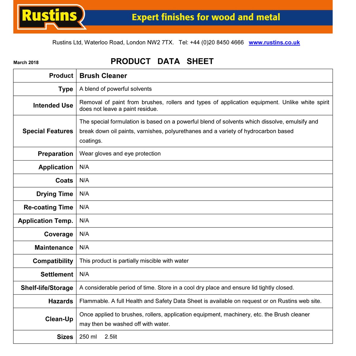 Rustins Brush Cleaner Usage Instructions