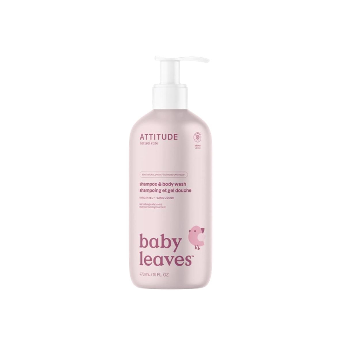 Attitude Baby Leaves 2in1 Shampoo and Body Wash Unscented - 473 ml