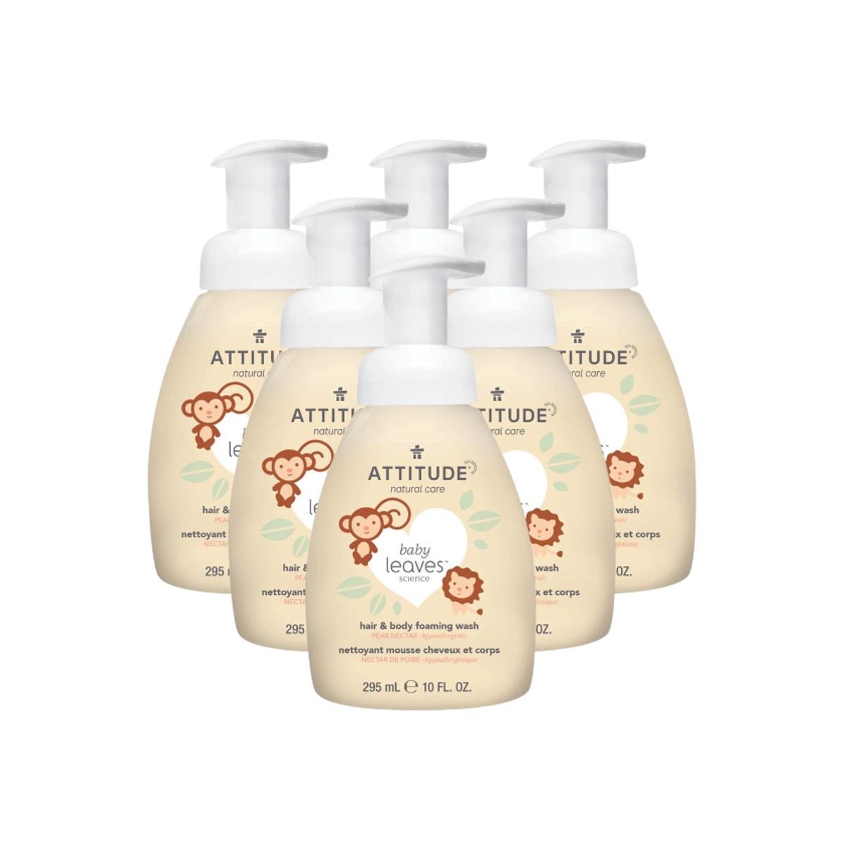 Case of 6 x Attitude Baby Leaves 2in1 Foaming Wash - Pear Nectar 295 ml