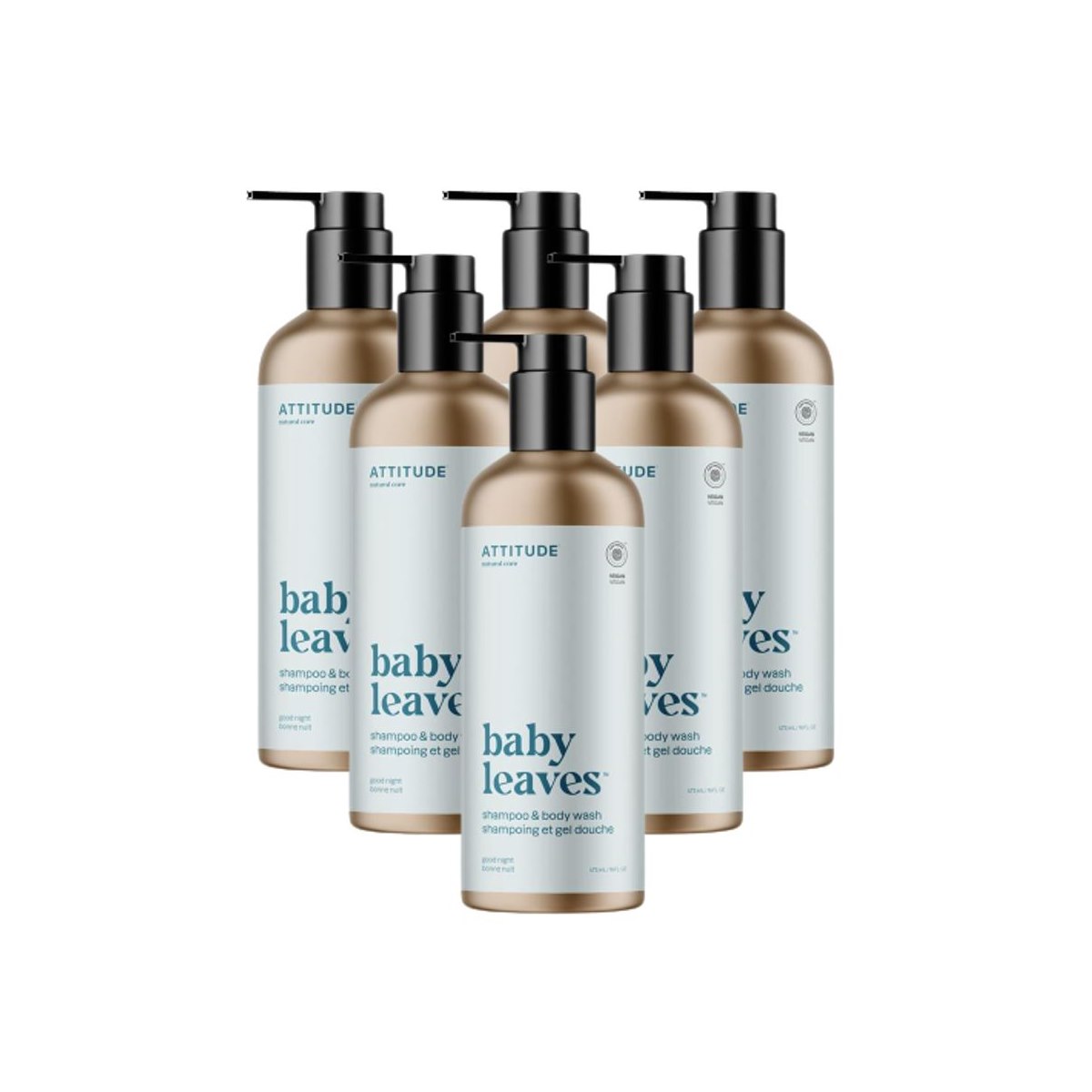 Case of 6 x Attitude Baby Leaves Essential 2-in-1 Shampoo and Body Wash with Almond Milk - 473ml