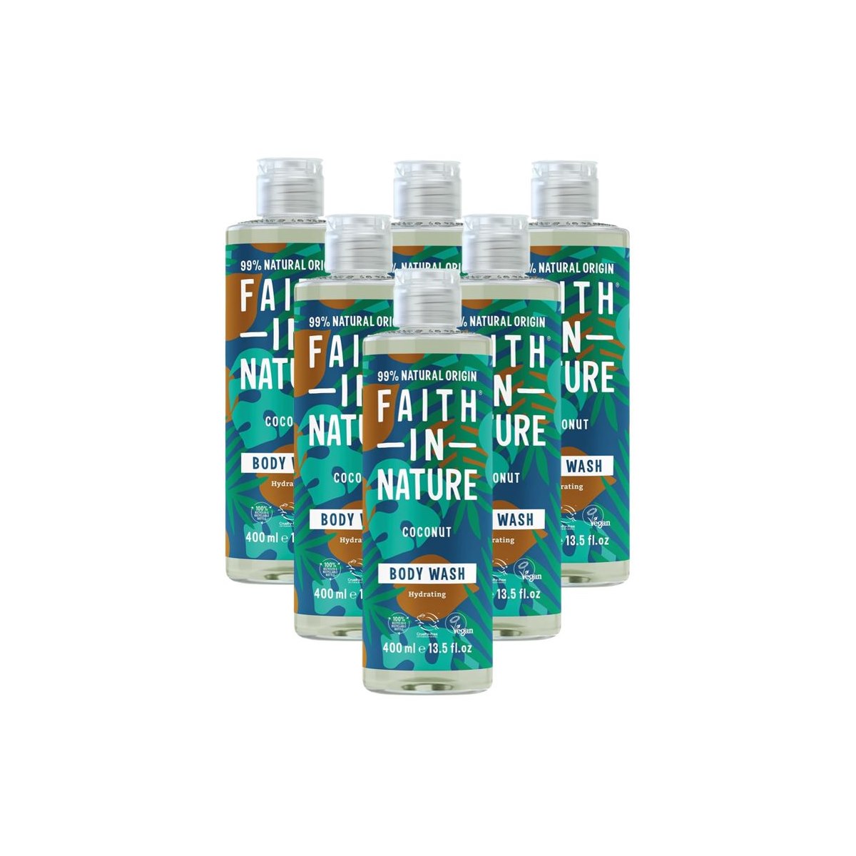 Case of 6 x Faith in Nature Hydrating Body Wash - Coconut 400ml