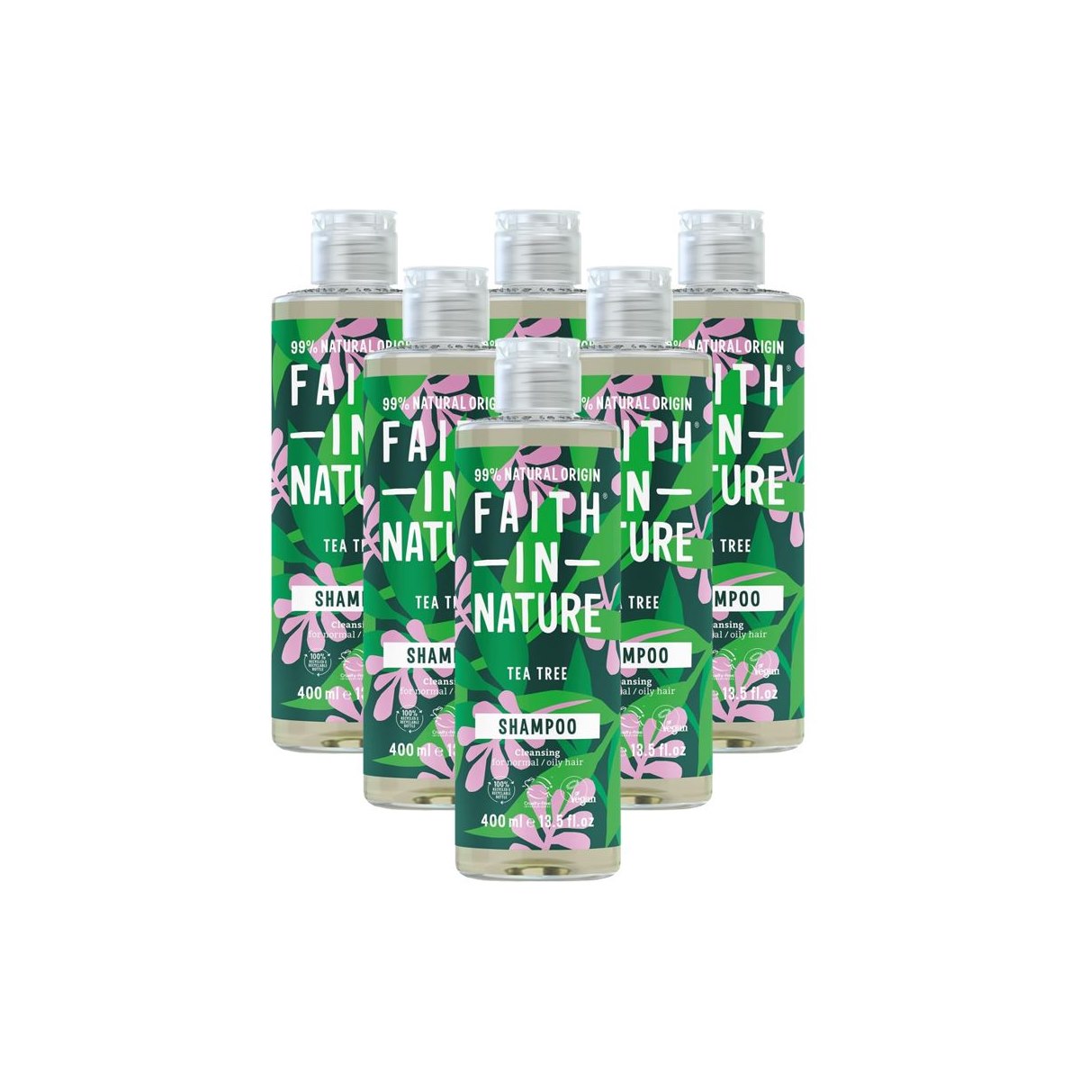 Case of 6 x Faith in Nature Cleansing Shampoo - Tea Tree 400ml