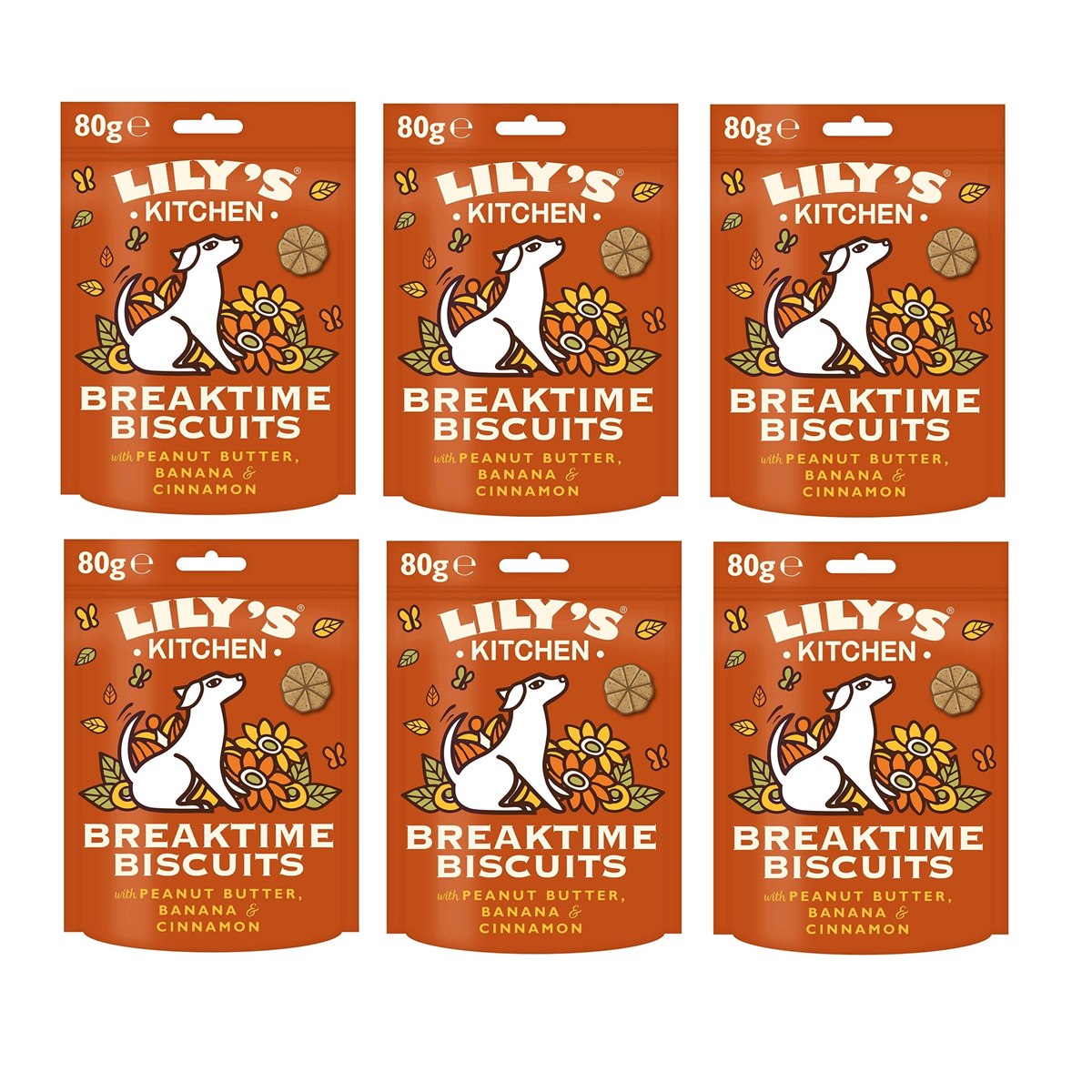 Case of 6 x Lily's Kitchen Breaktime Biscuits Baked Dog Treats 80g