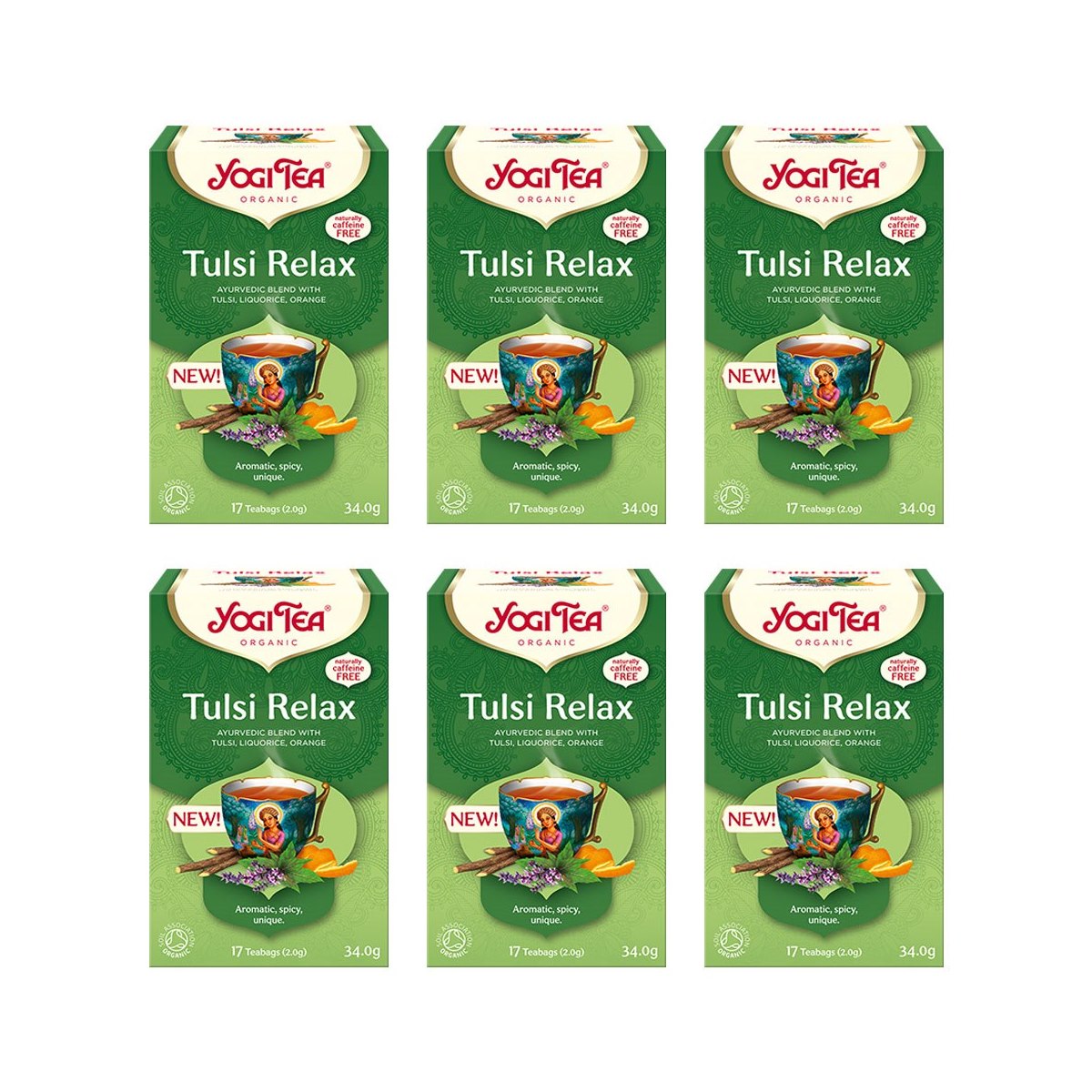 Case of 6 x Yogi Tea Tulsi Relax (102 Bags)