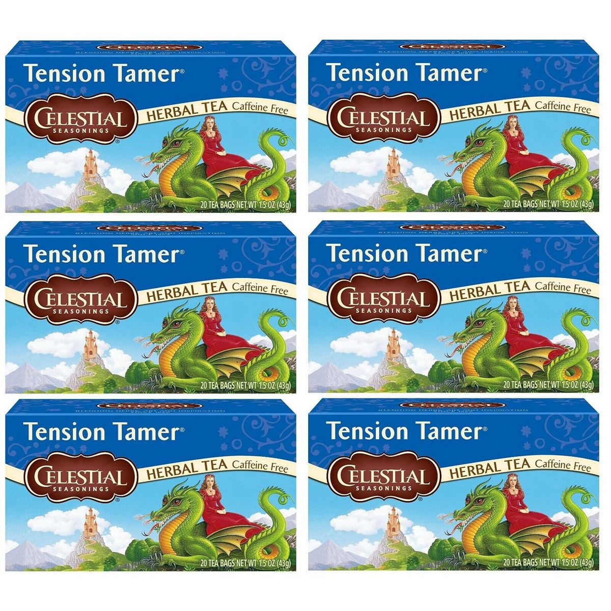 Case of 6 x Celestial Seasonings Tension Tamer Infusion Tea Pack of 20