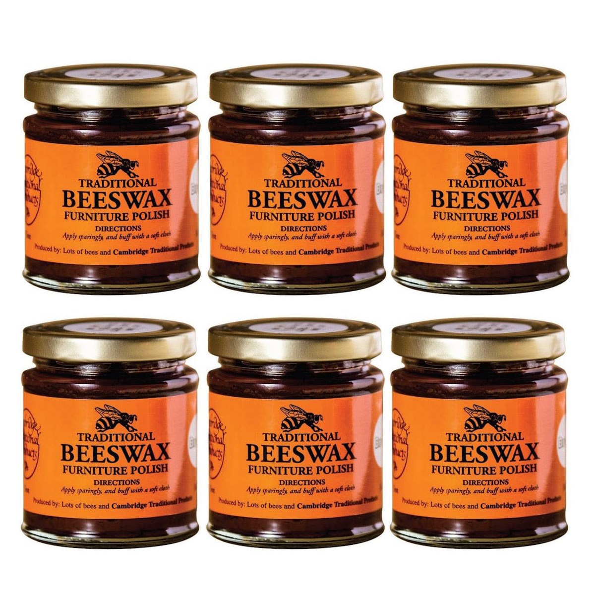 Case of 6 x Cambridge Traditional Products Beeswax Brown Polish 142g