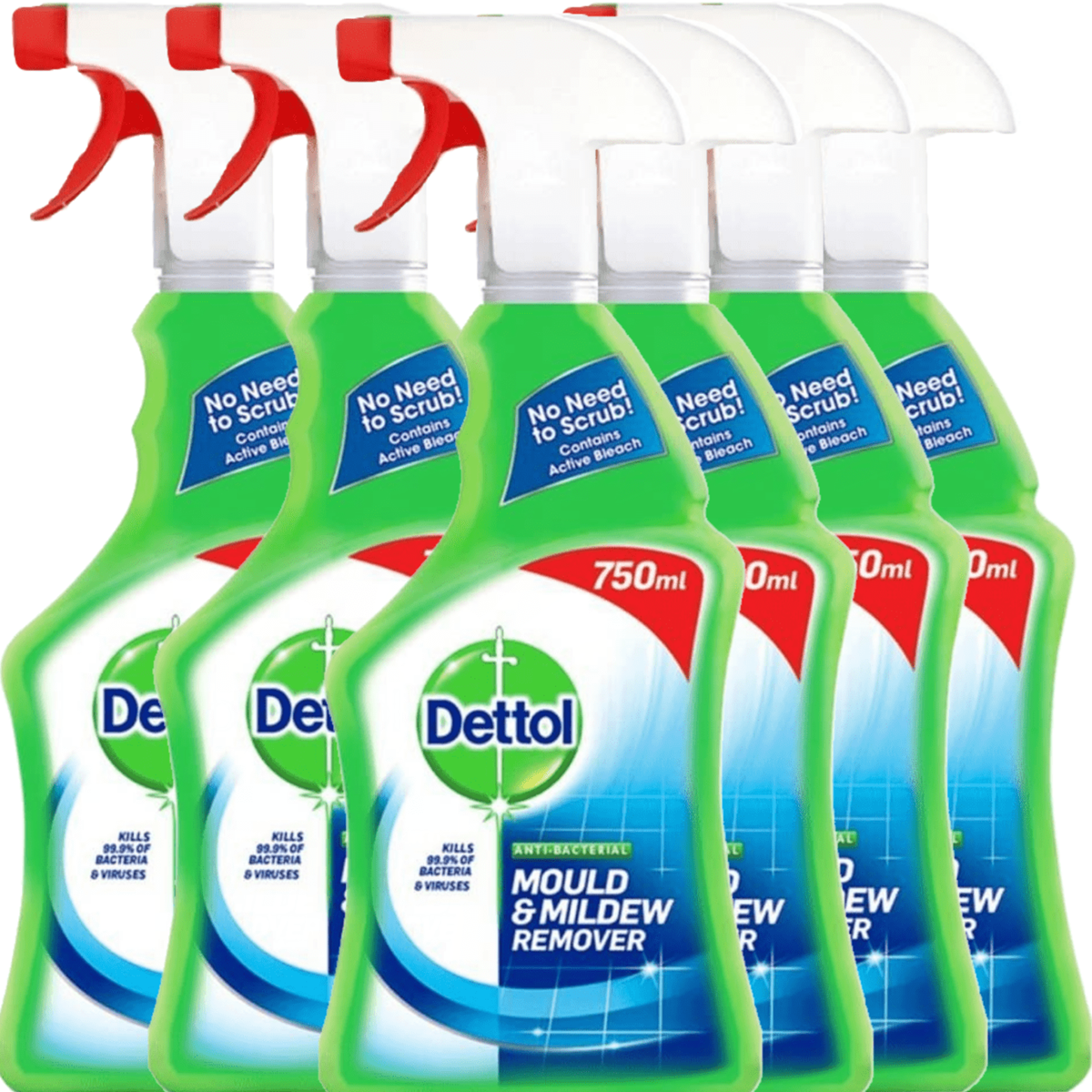 Case of 6 x Dettol Anti-Bacterial Mould and Mildew Remover Spray 750ml