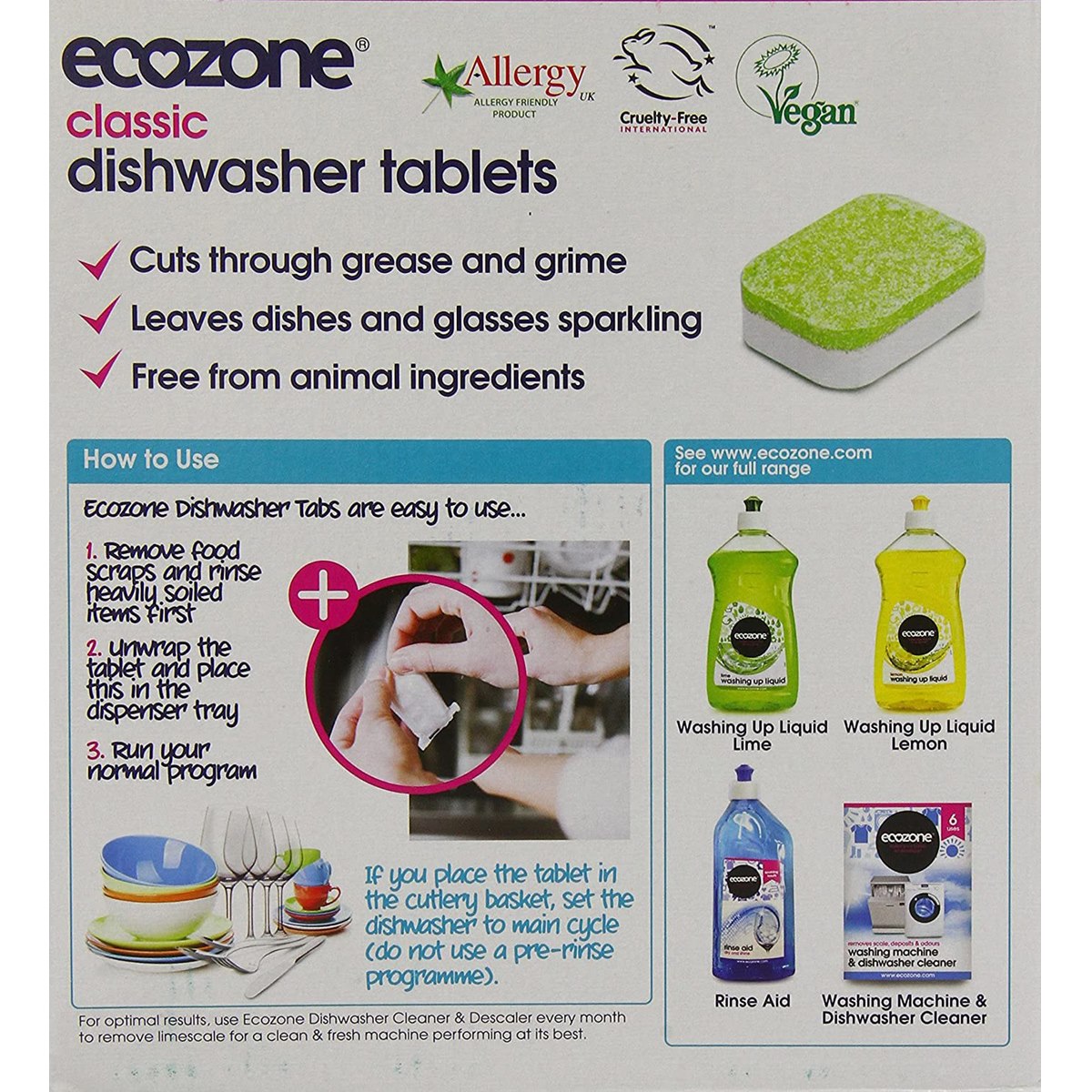 Ecozone Classic Dishwasher Tablets Usage Instructions