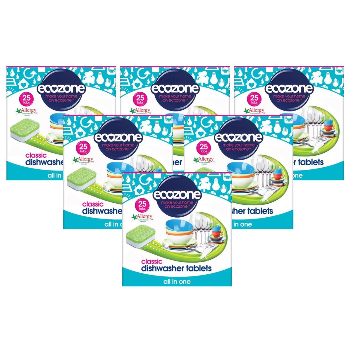 Case of 6 x Ecozone Classic Dishwasher Tablets All in One Pack of 25