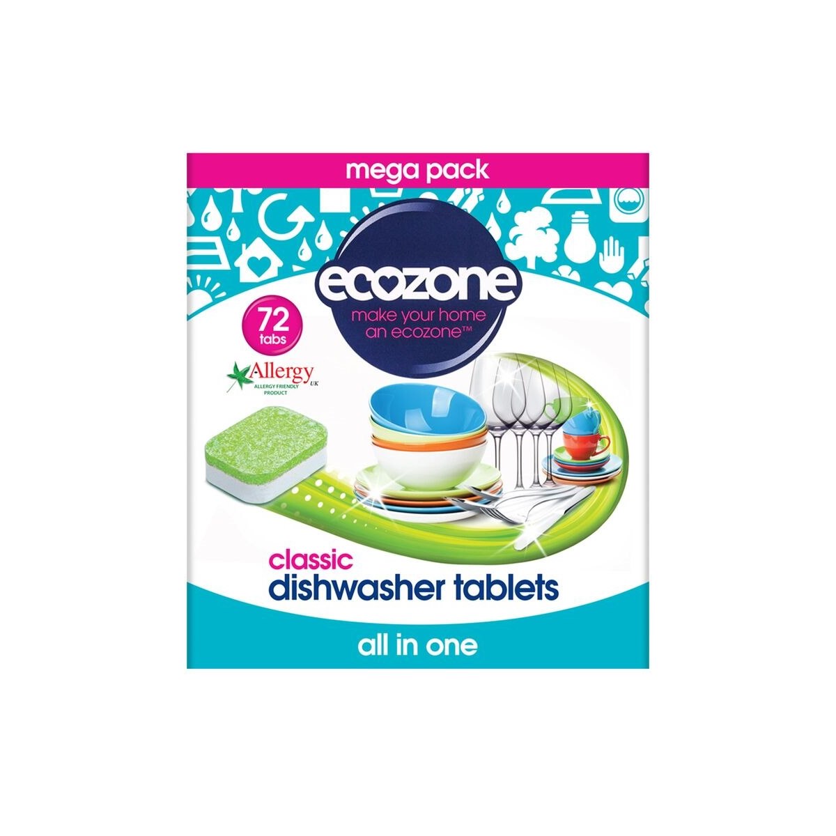 Ecozone Classic Dishwasher Tablets All in One Pack of 72