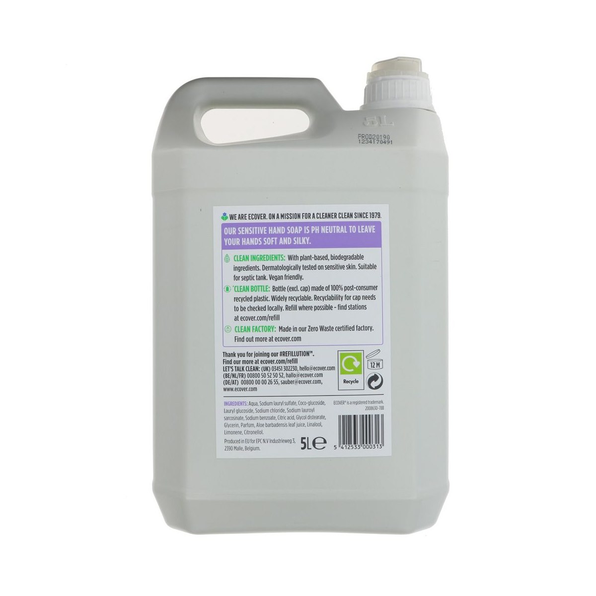 Ecover Hand Soap Refill 5 Litre.